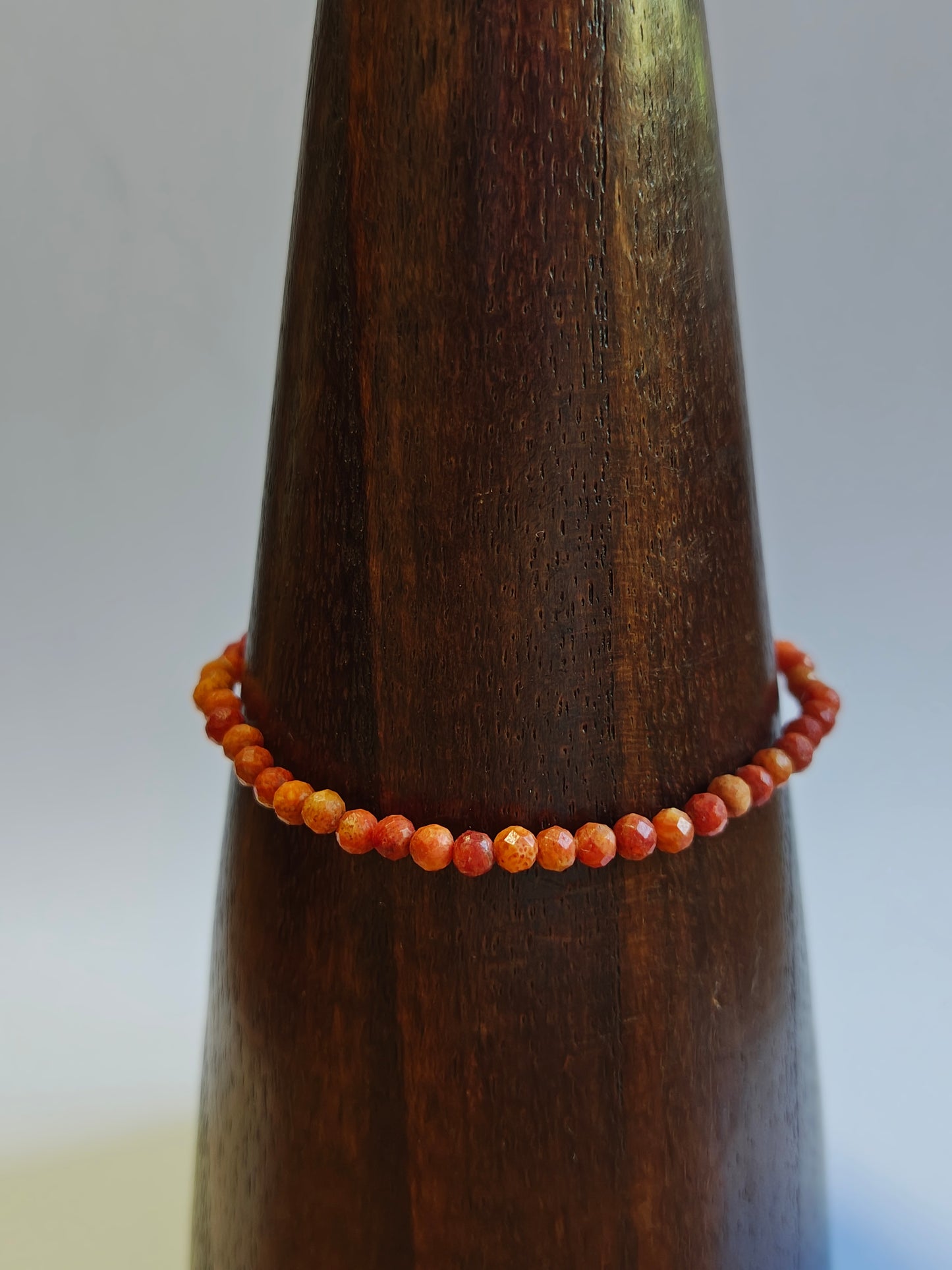3mm Red Coral Faceted Bracelet