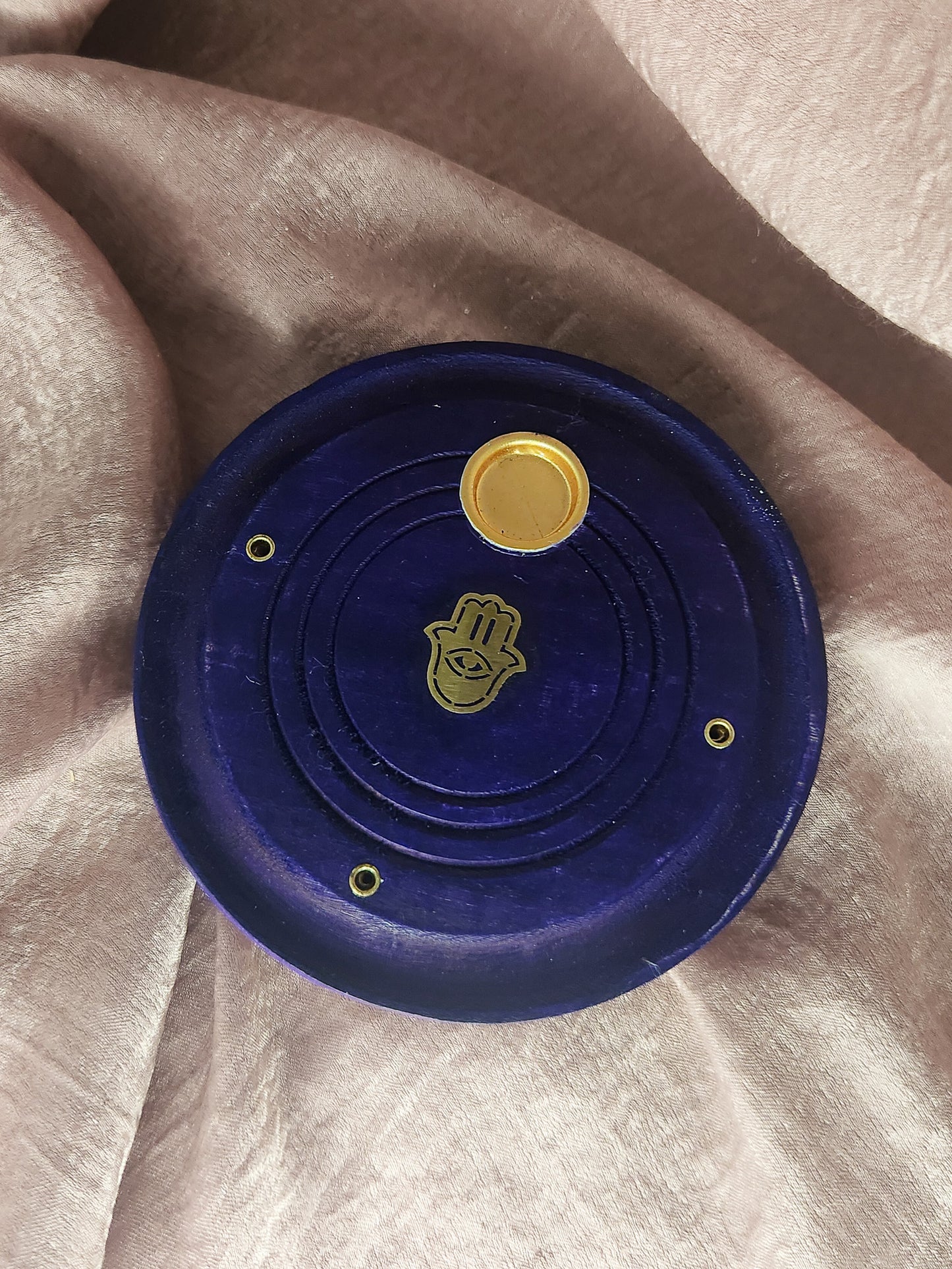 Round Hamsa Incense Burner