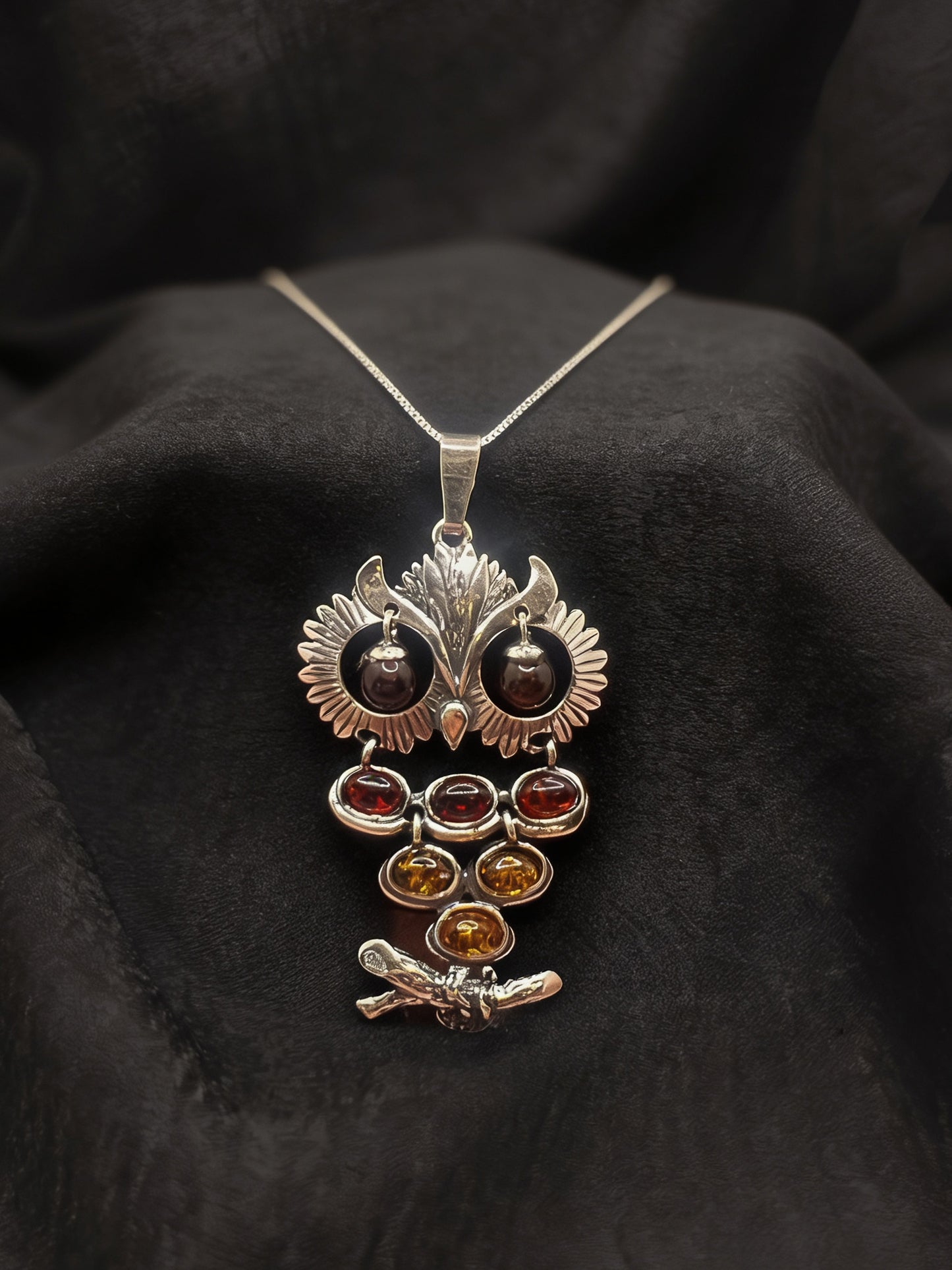 Amber Owl Dangle Pendant