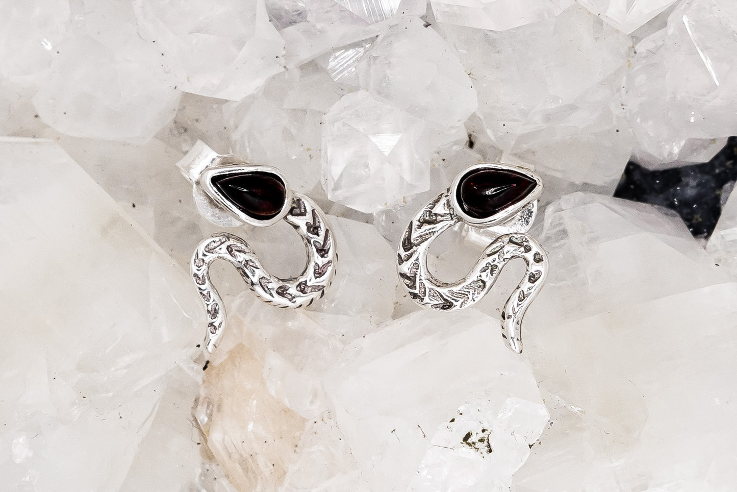Cherry Amber Snake Post Earrings