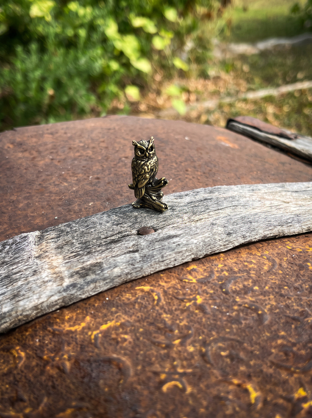 Brass Owl On Branch Figurine