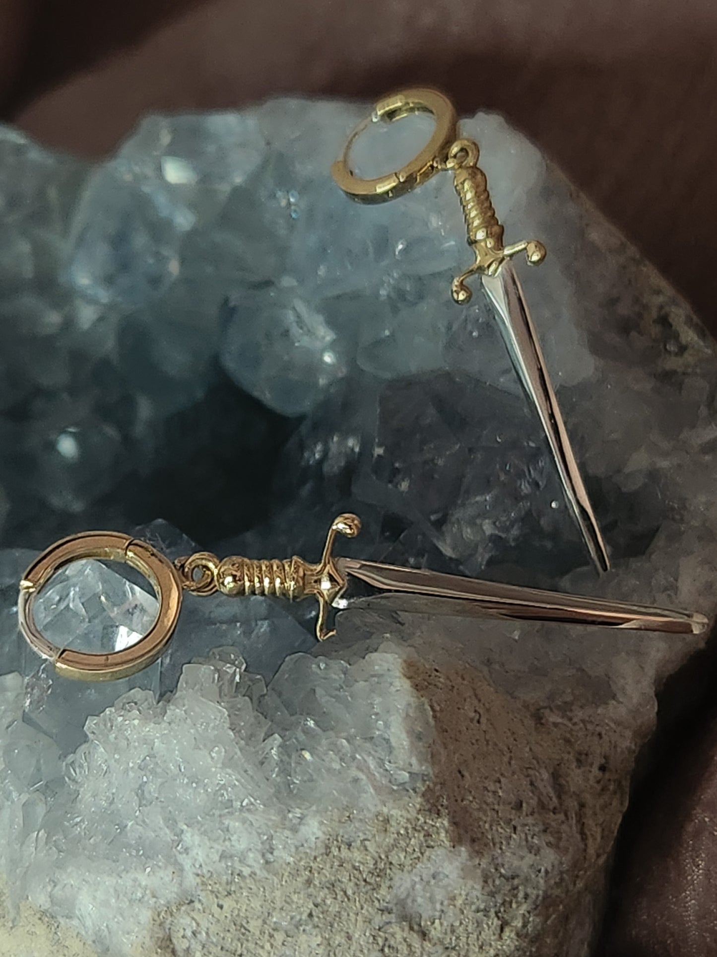 Huggie Hoop Sword Earrings