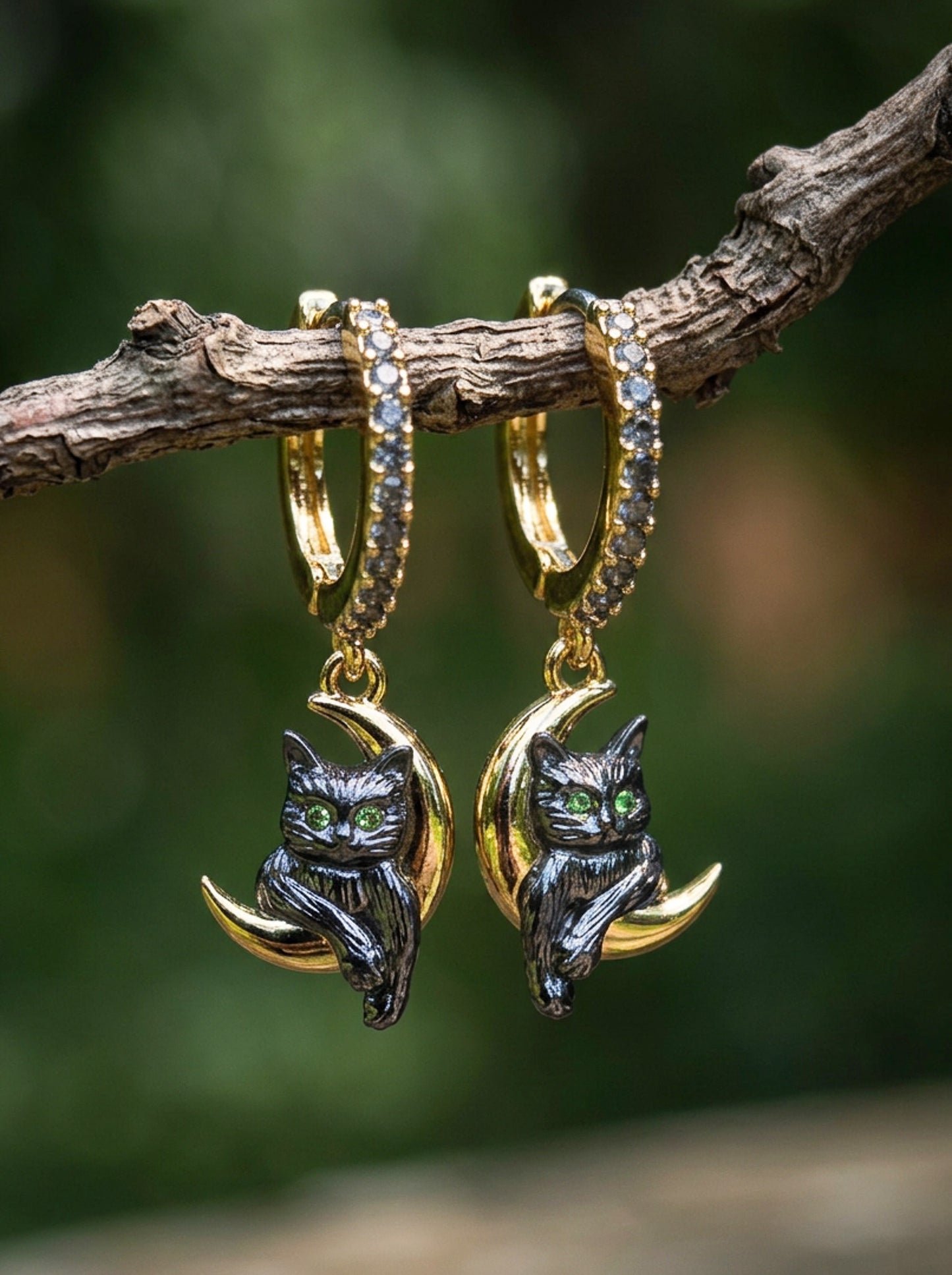 Celestial Cat Huggie Earrings
