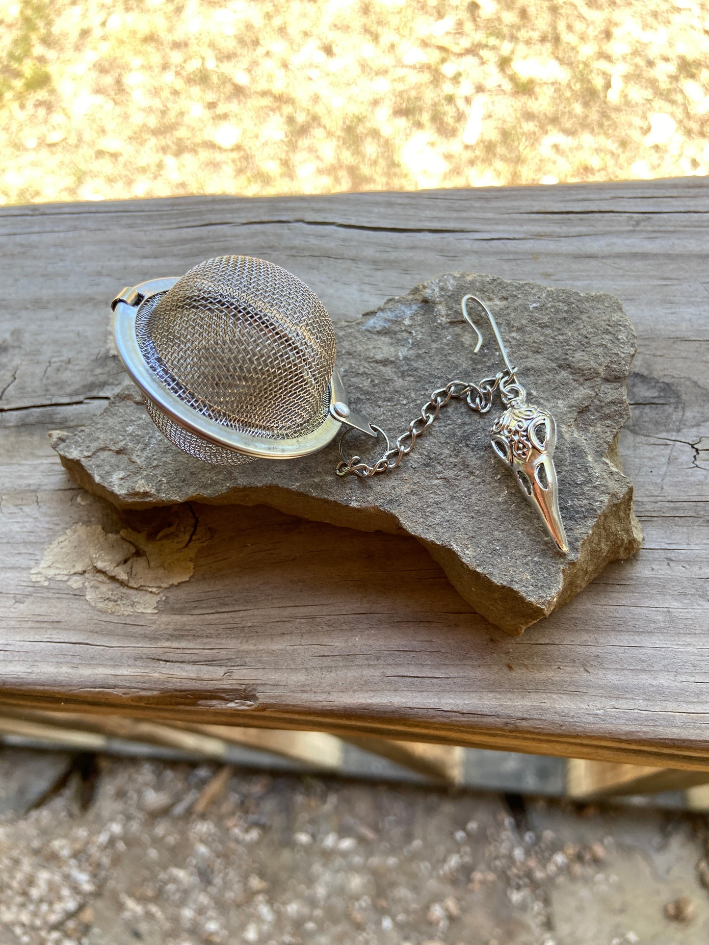 Raven Skull Charm Tea Strainer