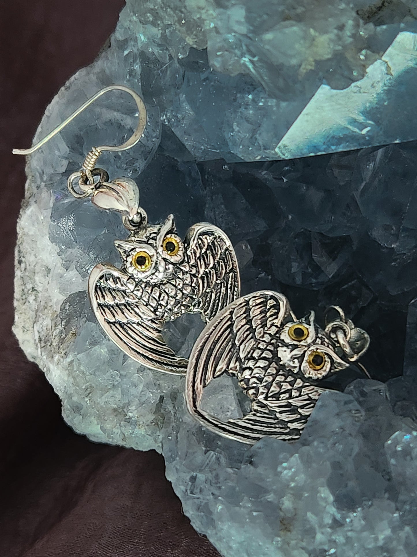 Detailed Owl Open Wing Earrings