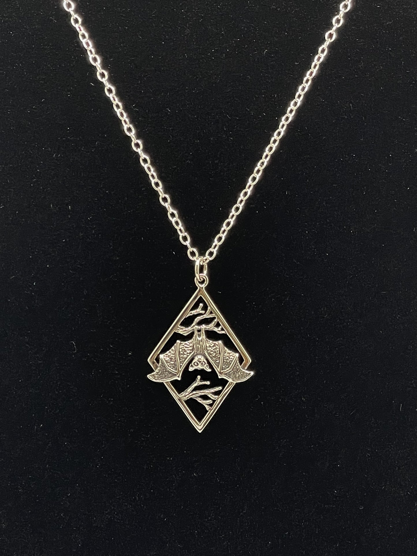 Geometric Bat on Branches Necklace