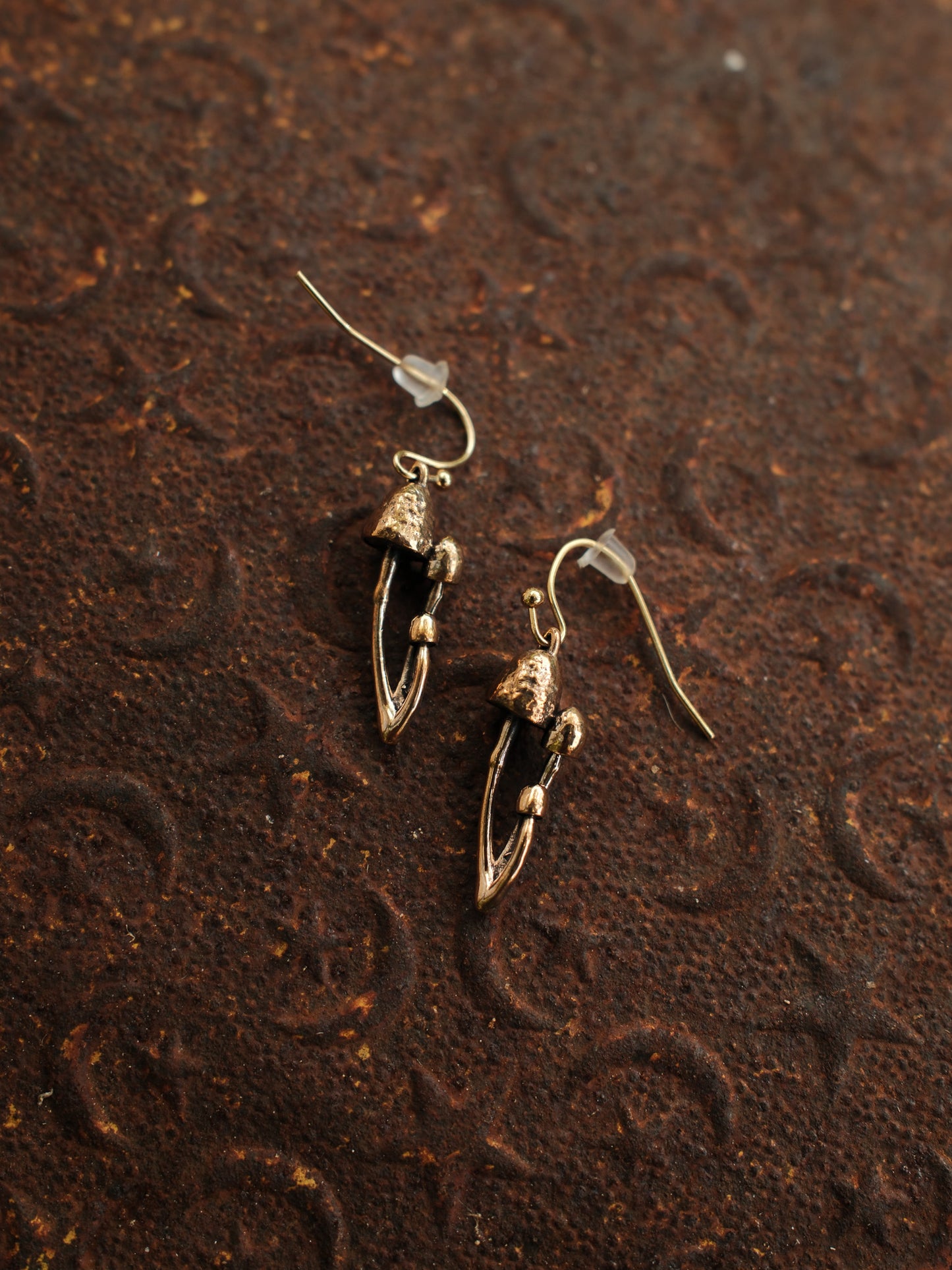 Gold Cap Mushroom Earrings