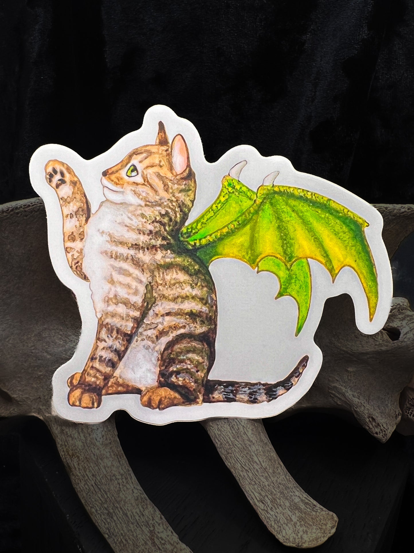 Green Dragon Cat Sticker