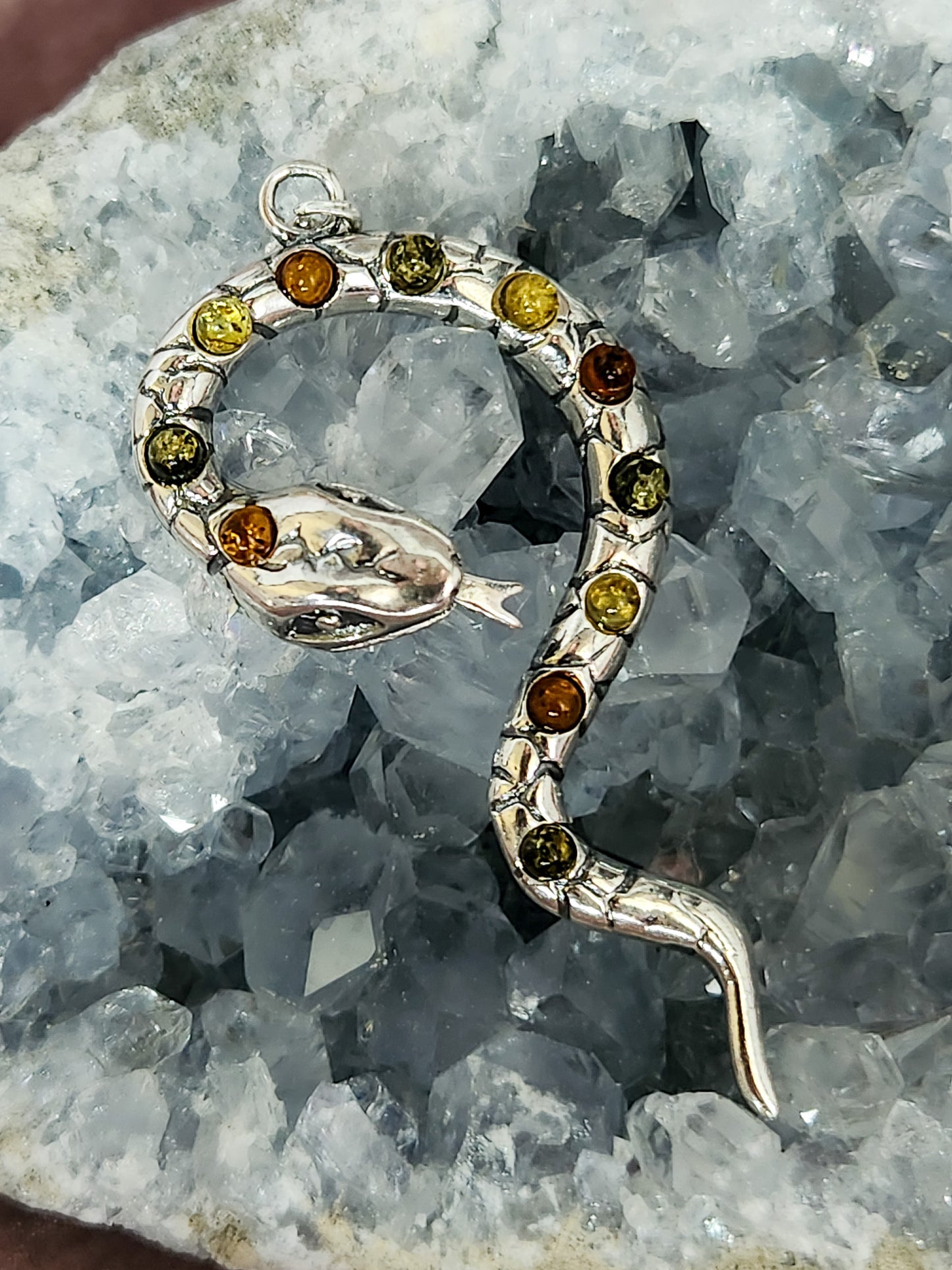Large Amber Snake Pendant