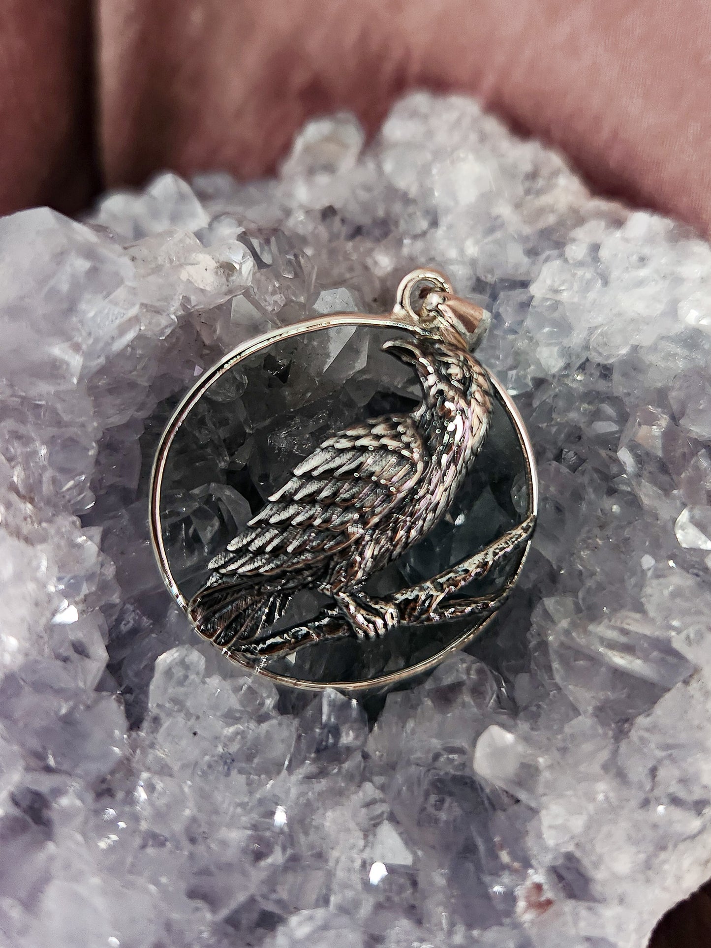 Large Sterling Silver Raven Pendant