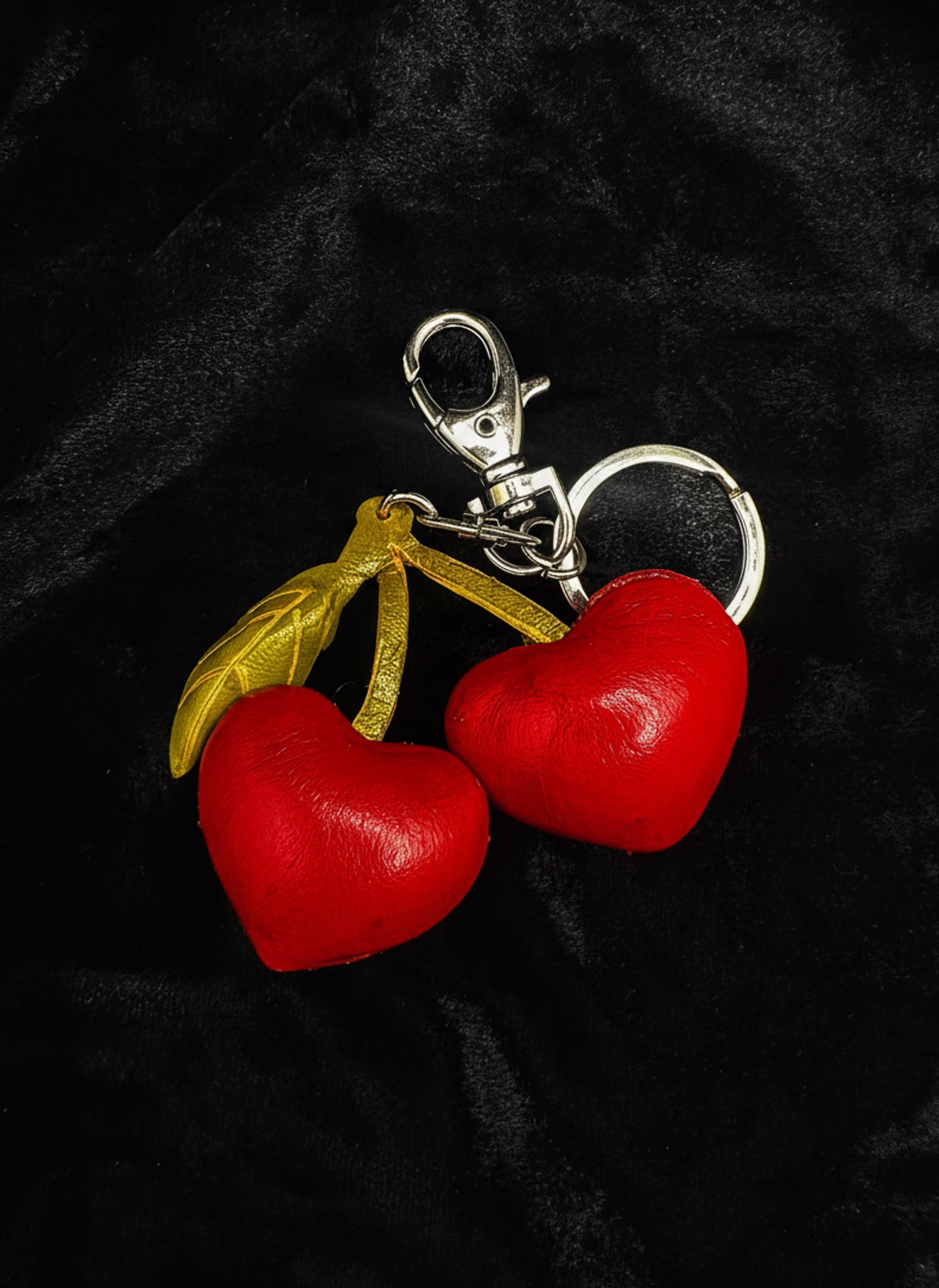 Leather Cherry Keychain