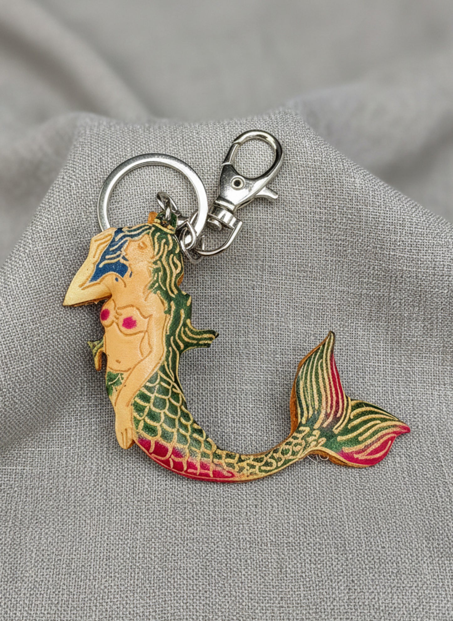Leather Mermaid Keychain