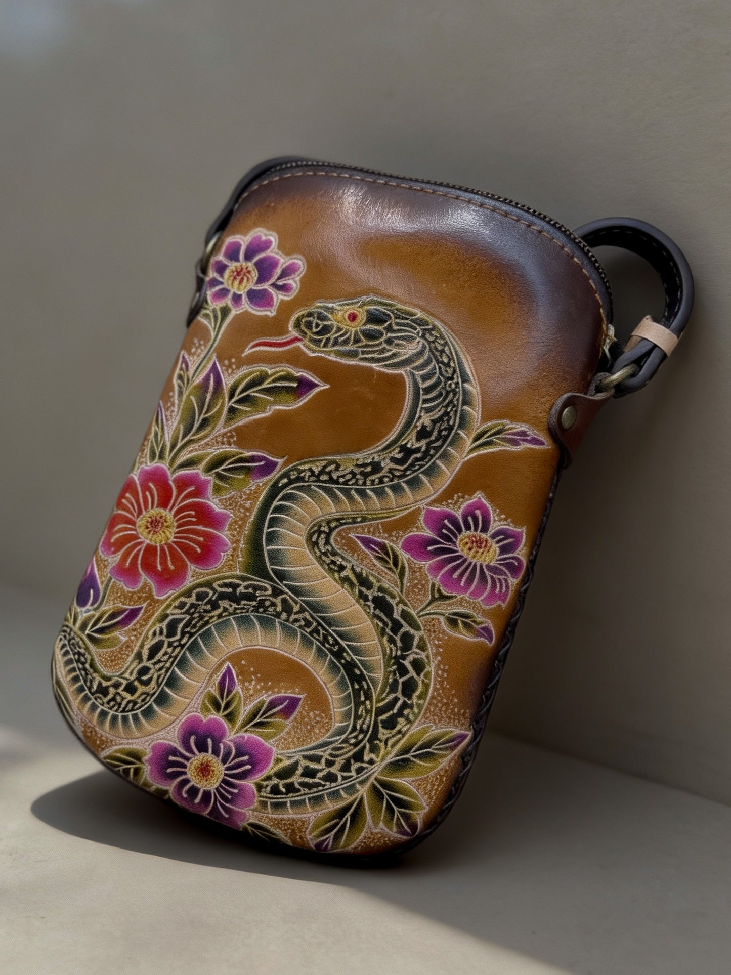 Leather Snake Crossbody Purse