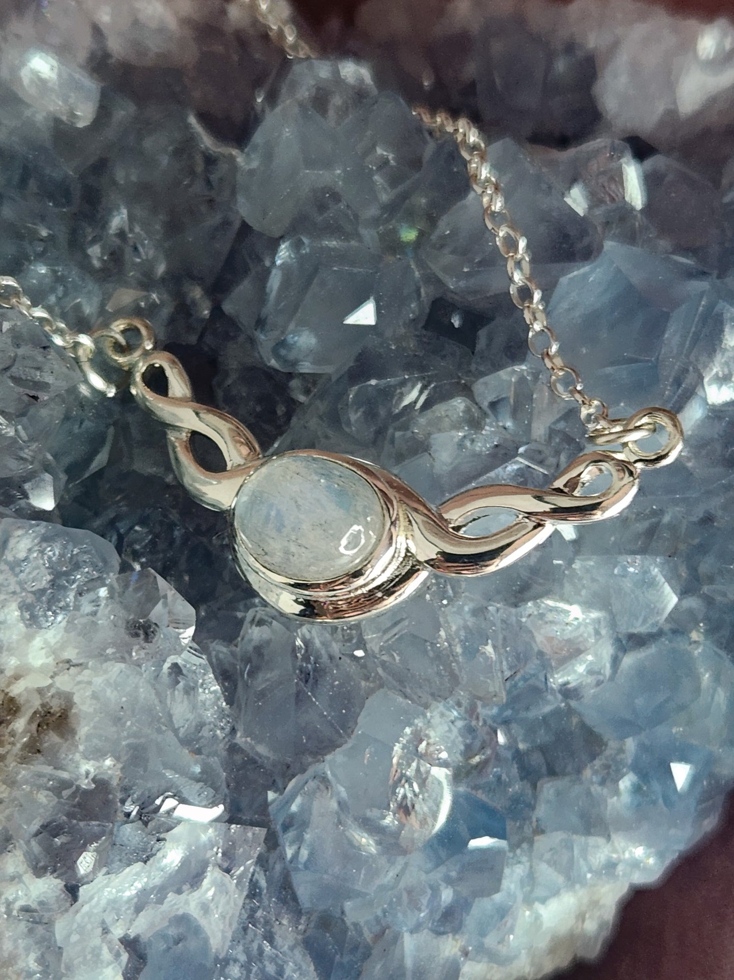Sterling Silver Celtic Oval Crystal Necklace