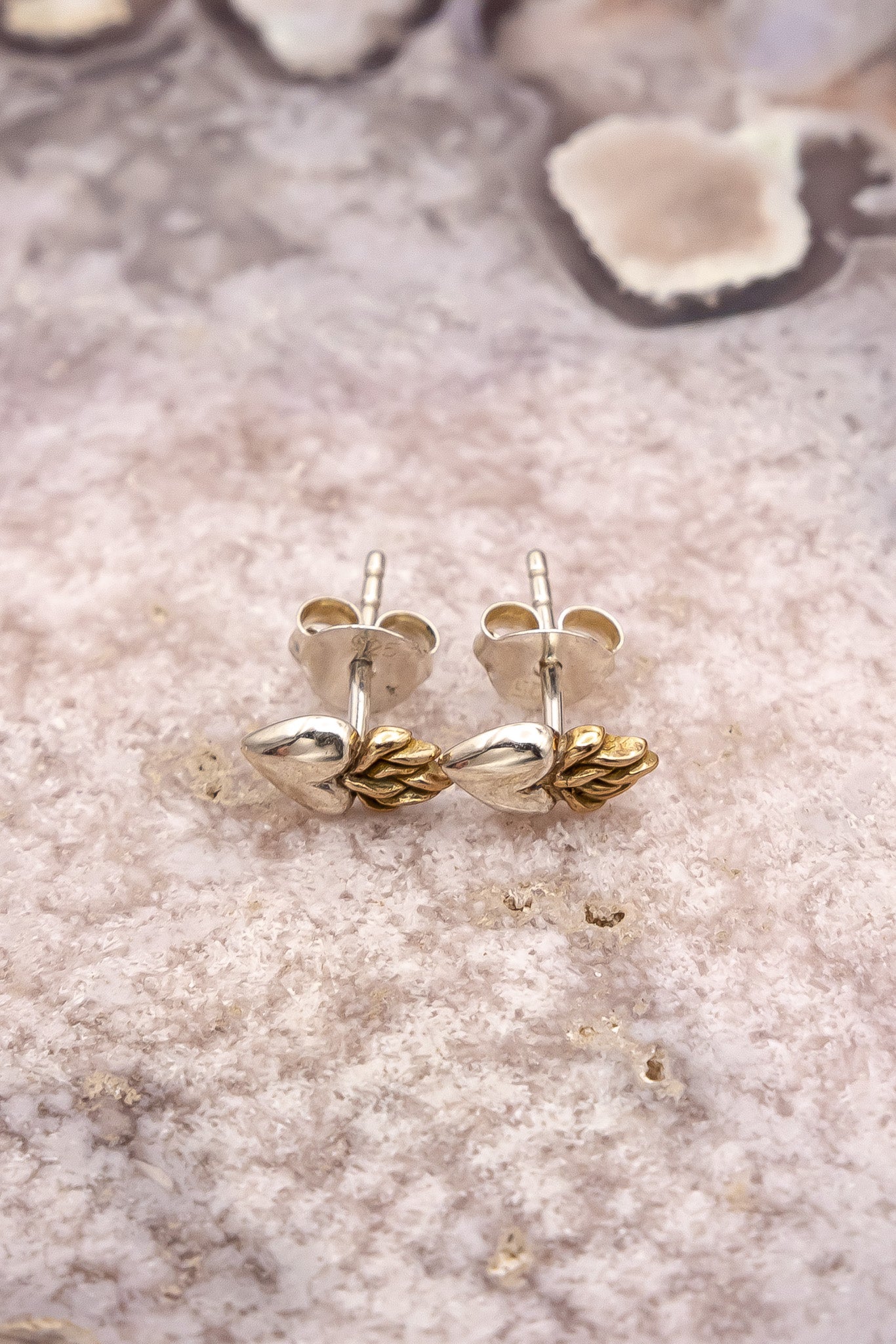 Mixed Metal Flaming Heart Post Earrings