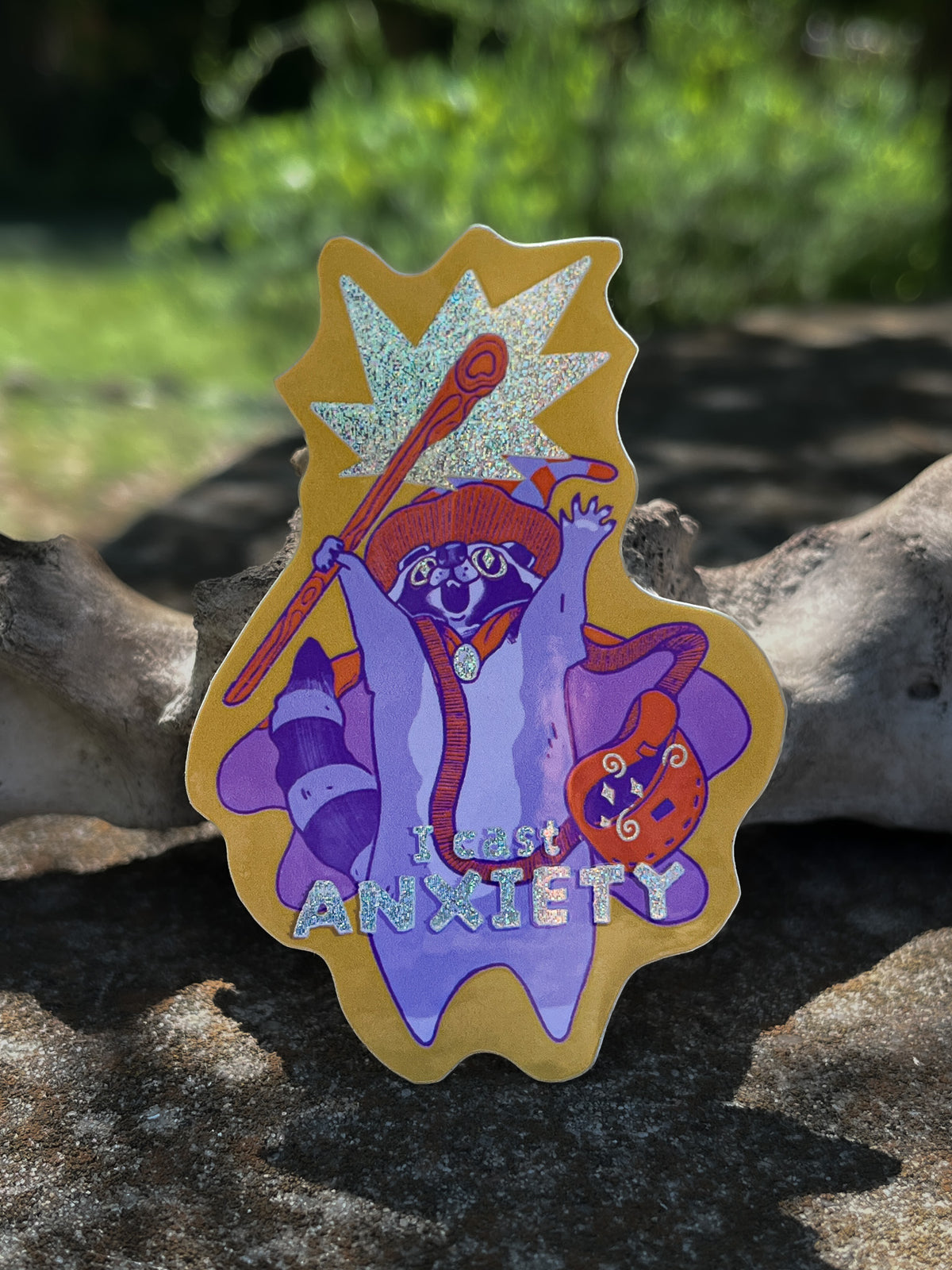 Raccoon Wizard Anxiety Sticker