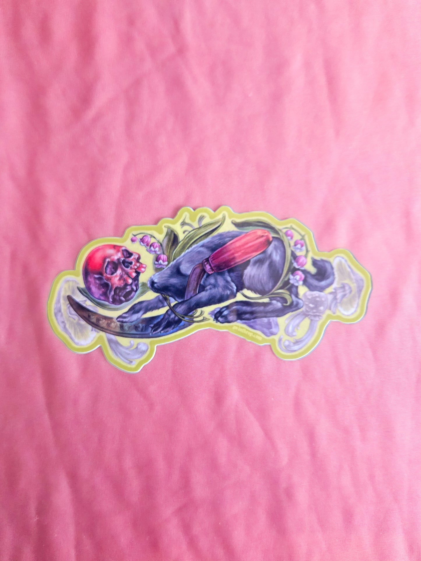 Skull-Headed Rabbit and Scythe Sticker