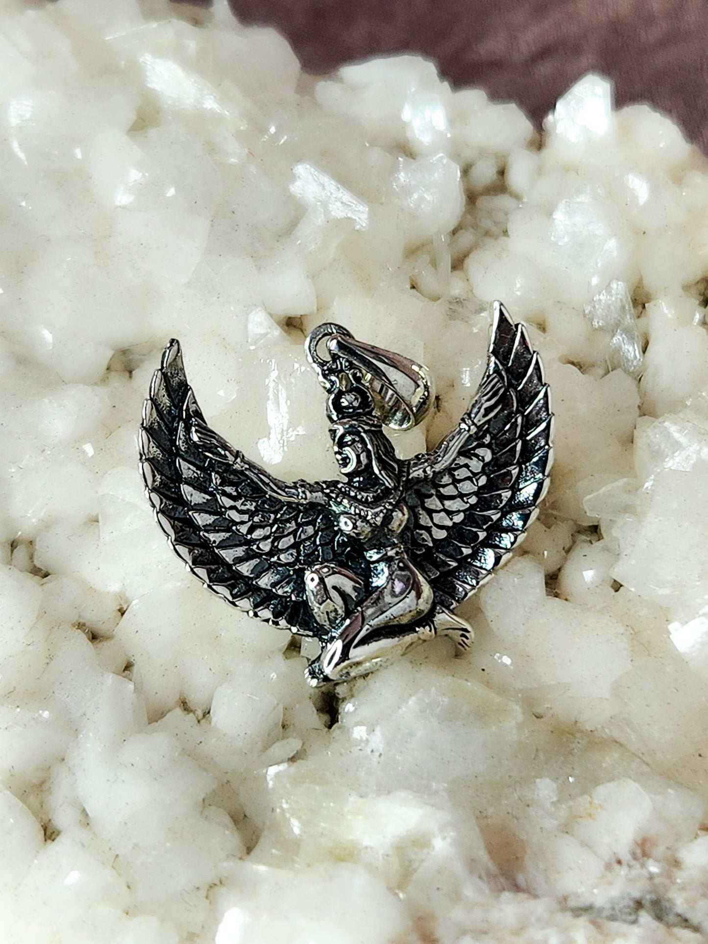 Small Sterling Silver Winged Isis Pendant