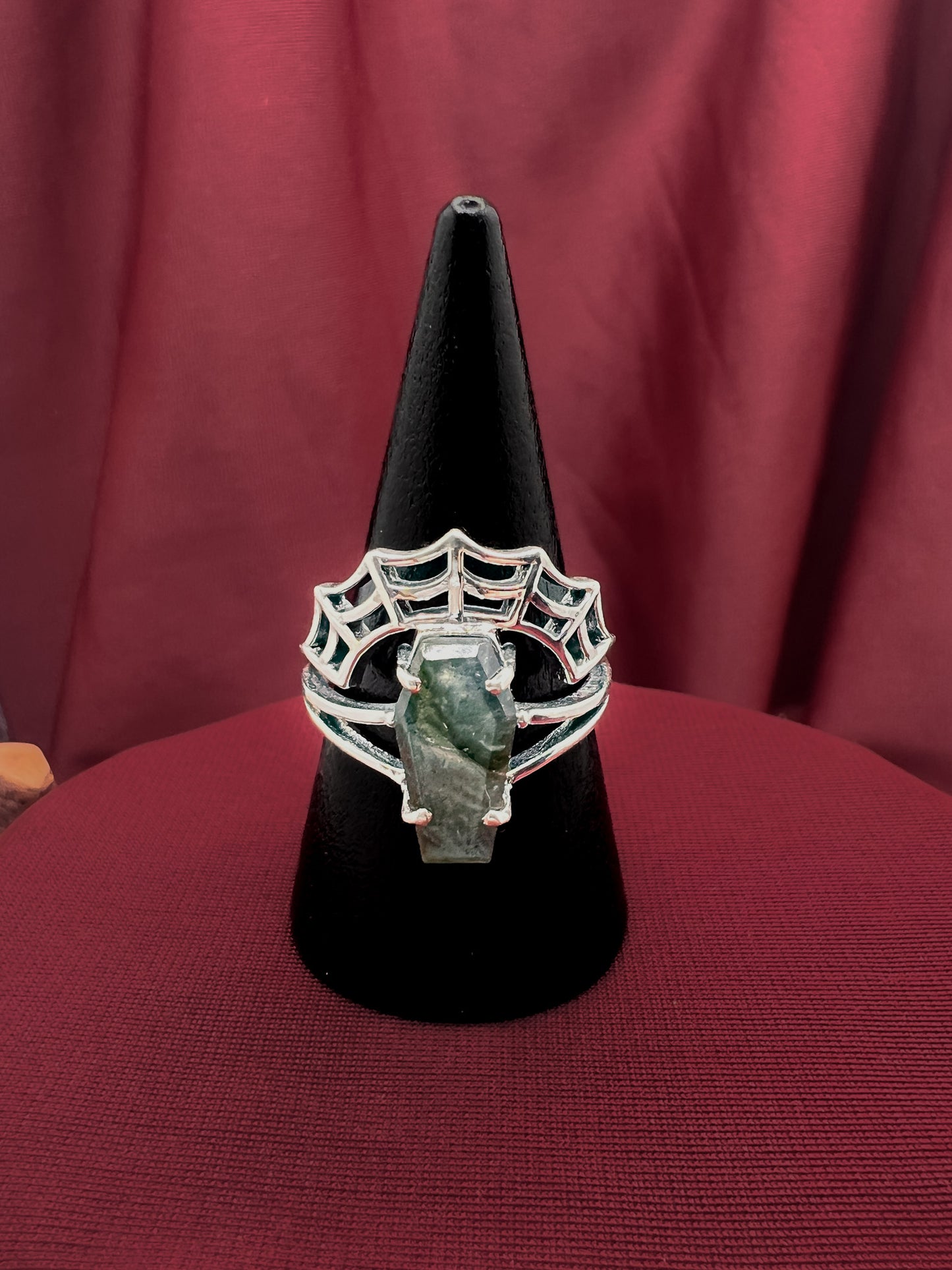 Spiderweb And Labradorite Coffin Ring