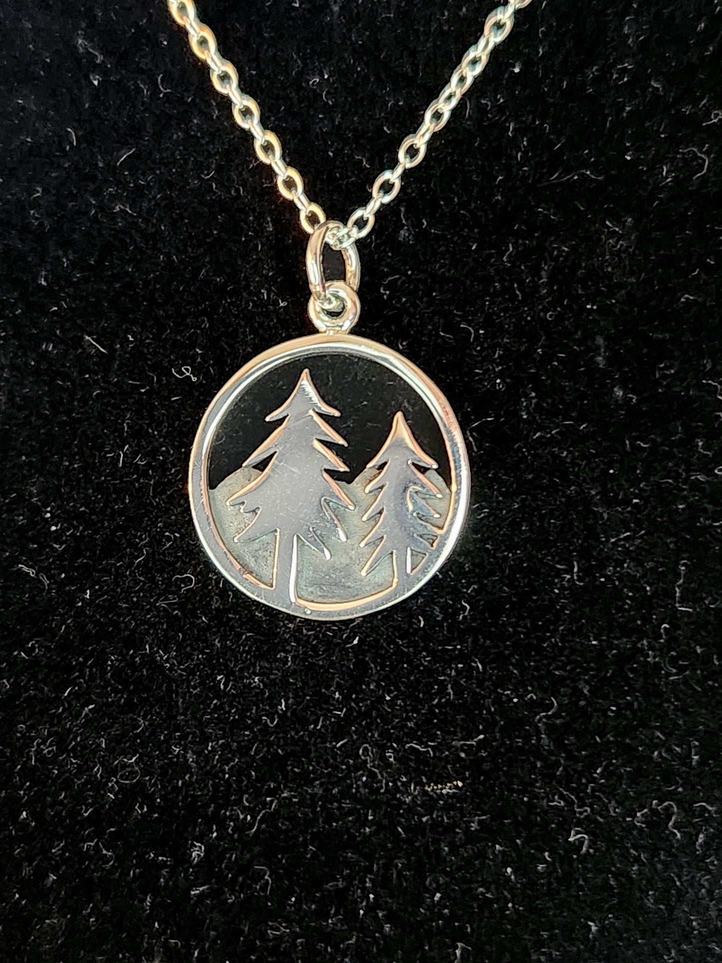 Sterling Silver 18 Inch Trees and Mountain Necklace