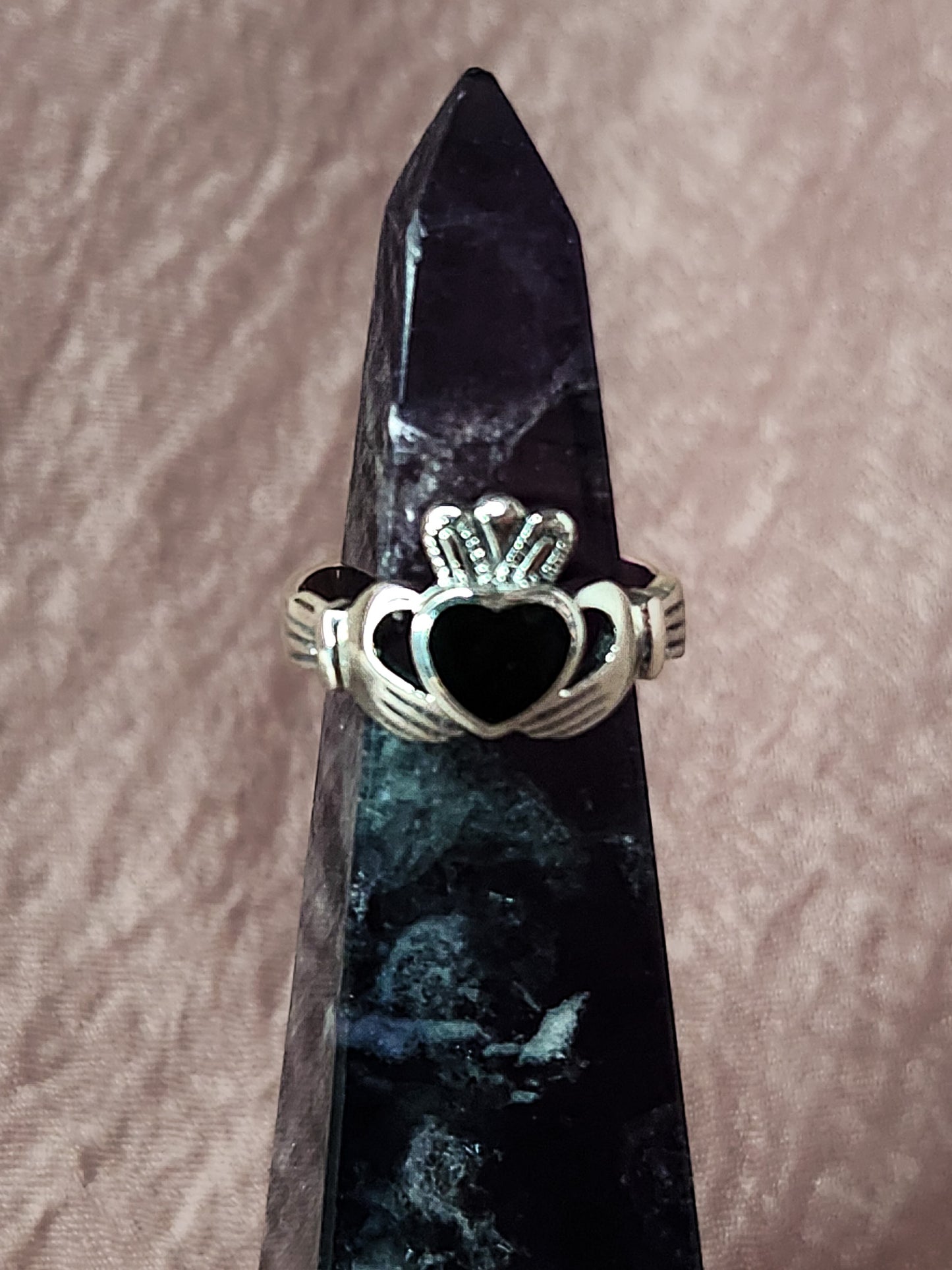 Sterling Silver Abalone Claddagh Ring