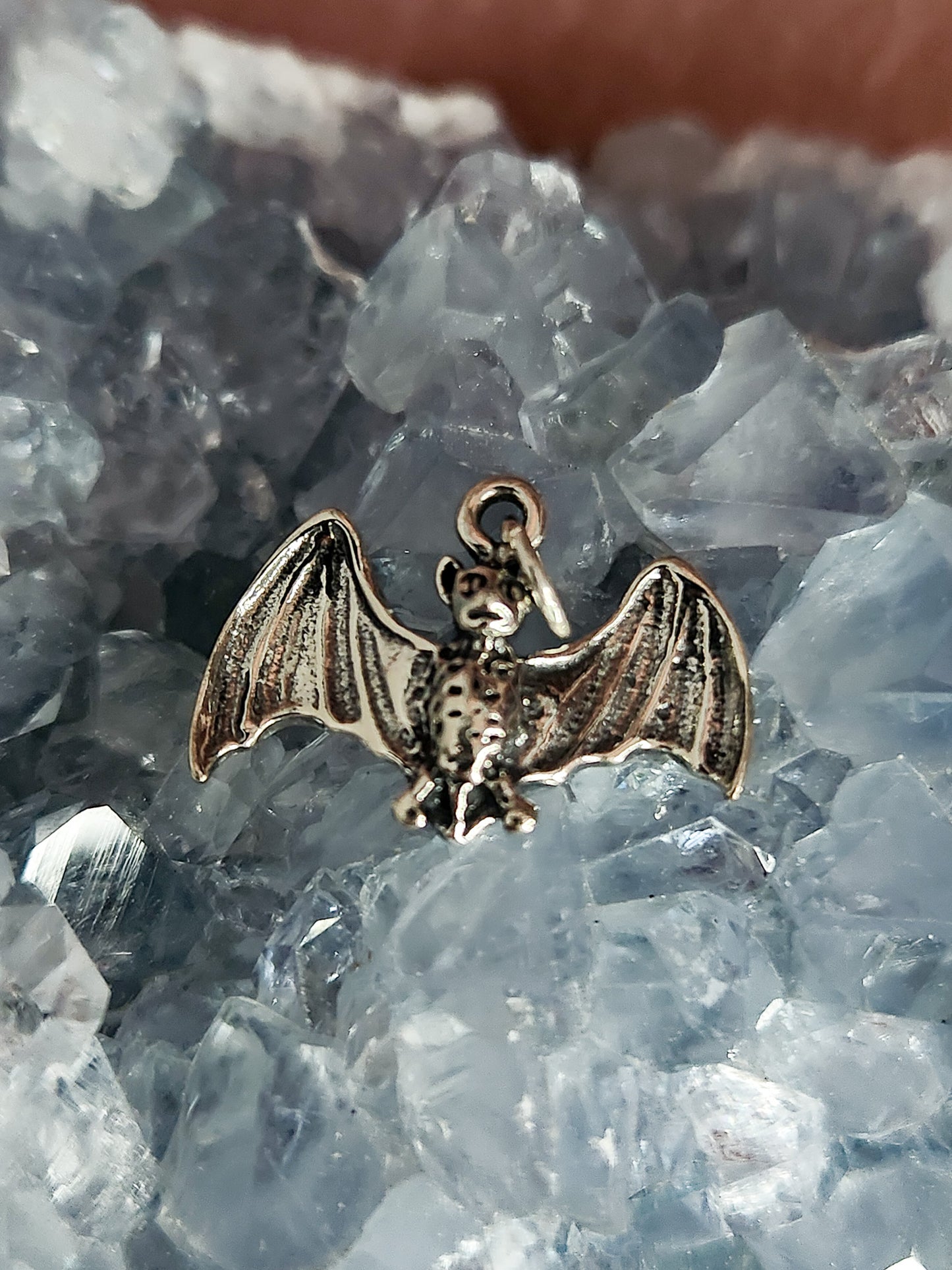 Sterling Silver Detailed Flying Bat Pendant
