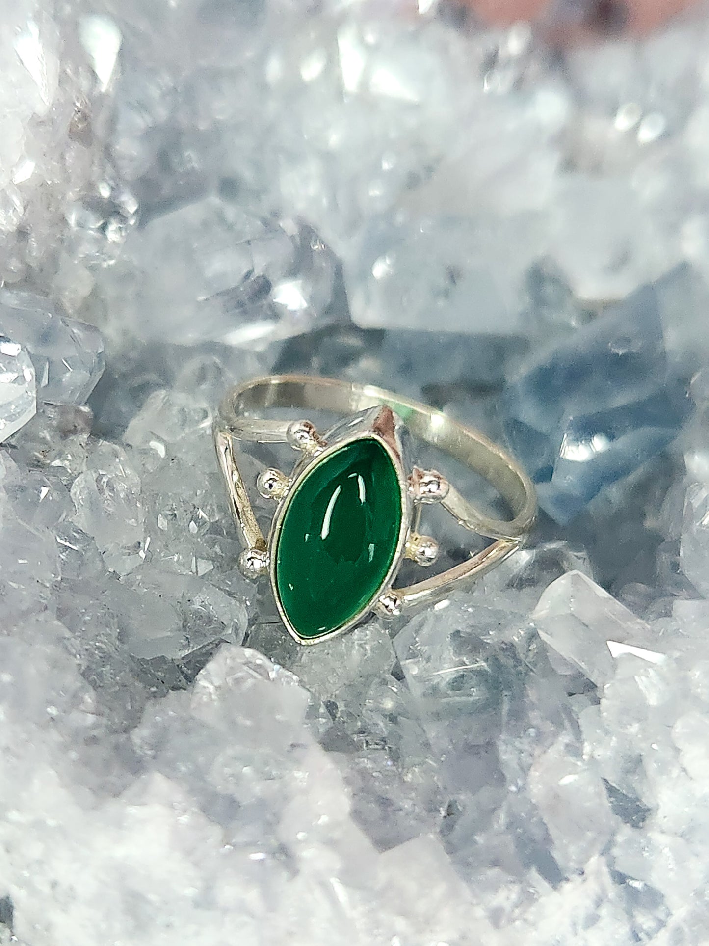 Sterling Silver Dot Crystal Ring