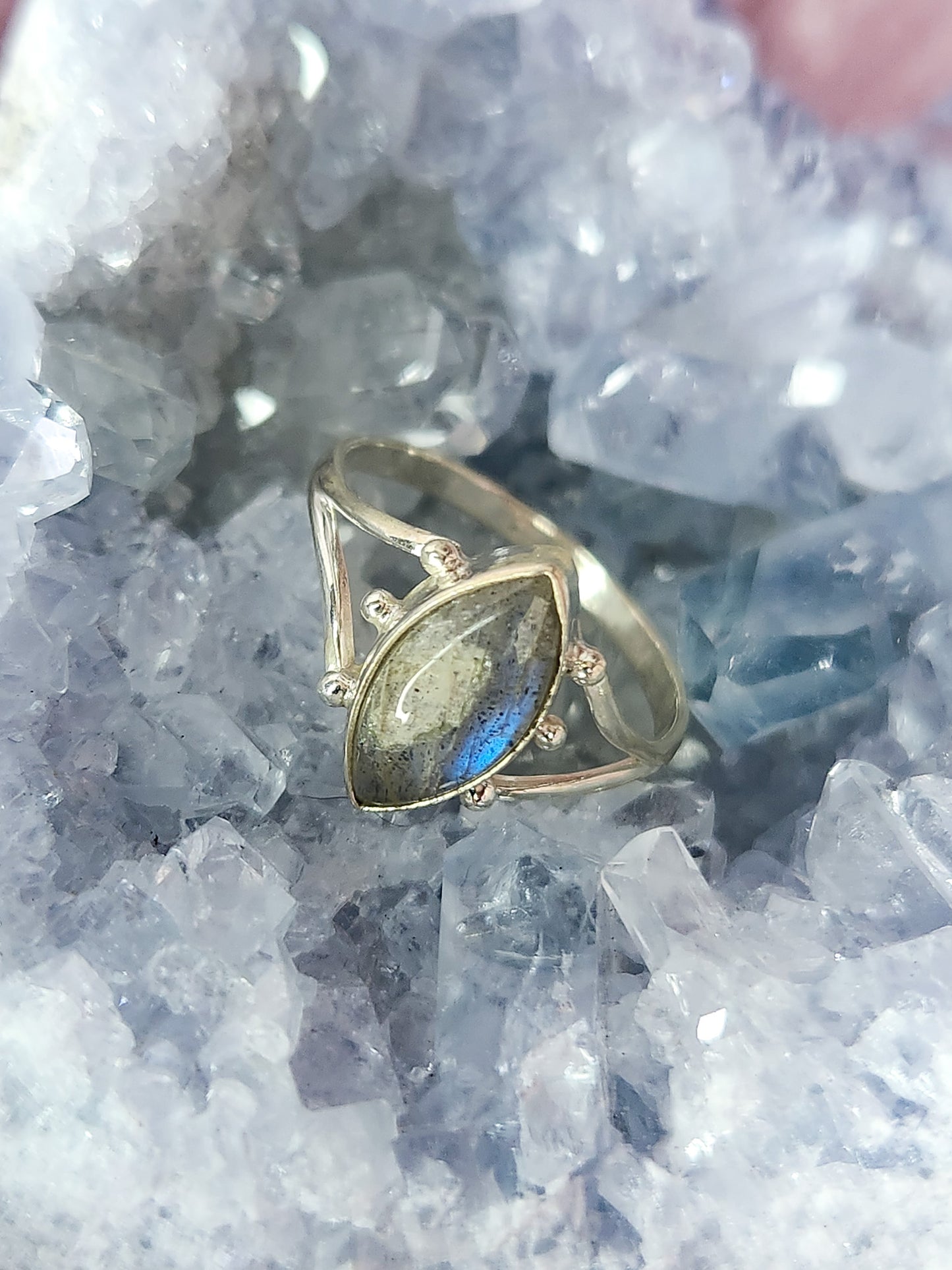Sterling Silver Dot Crystal Ring