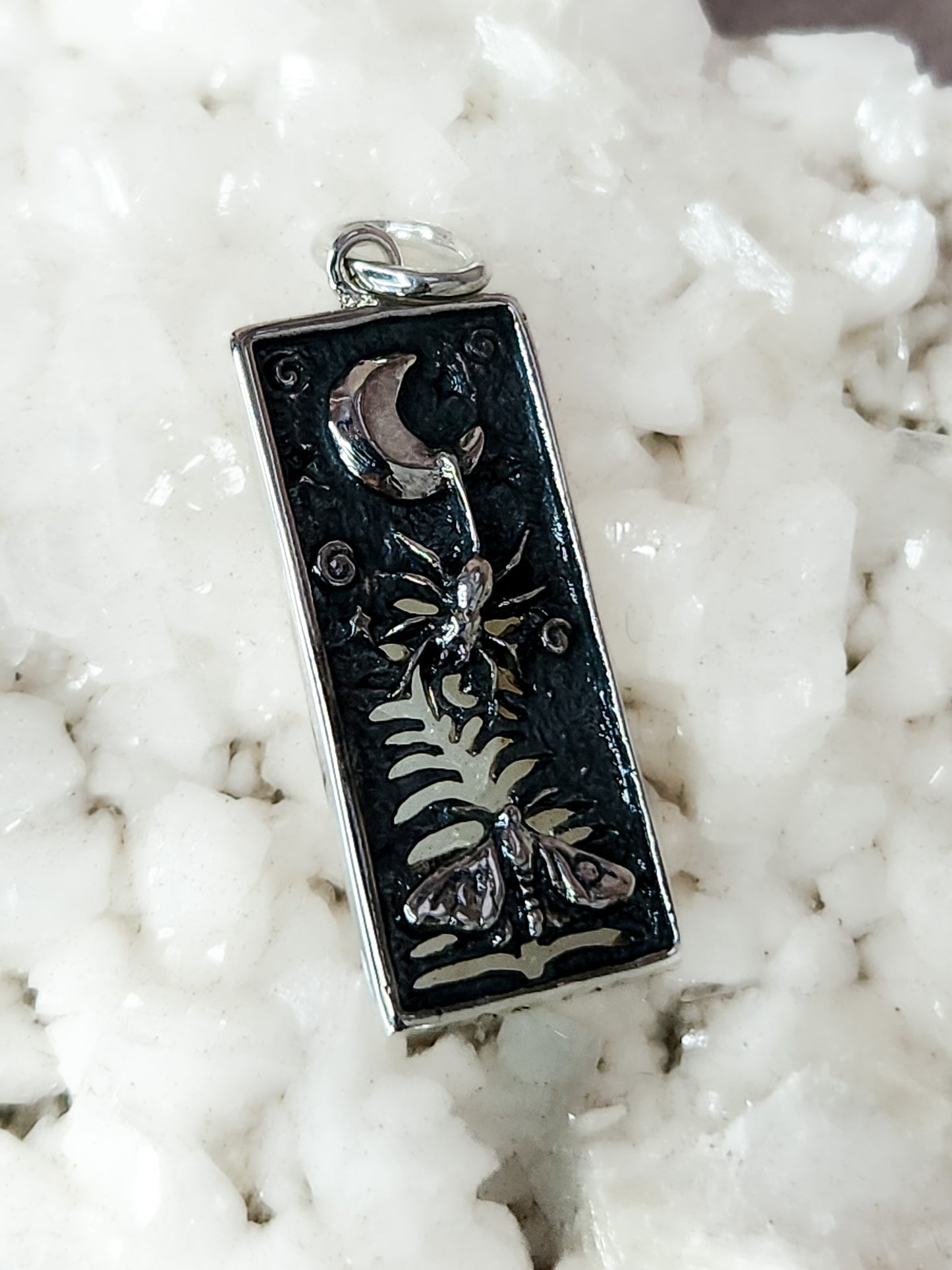 Sterling Silver Fern Moon Pendant