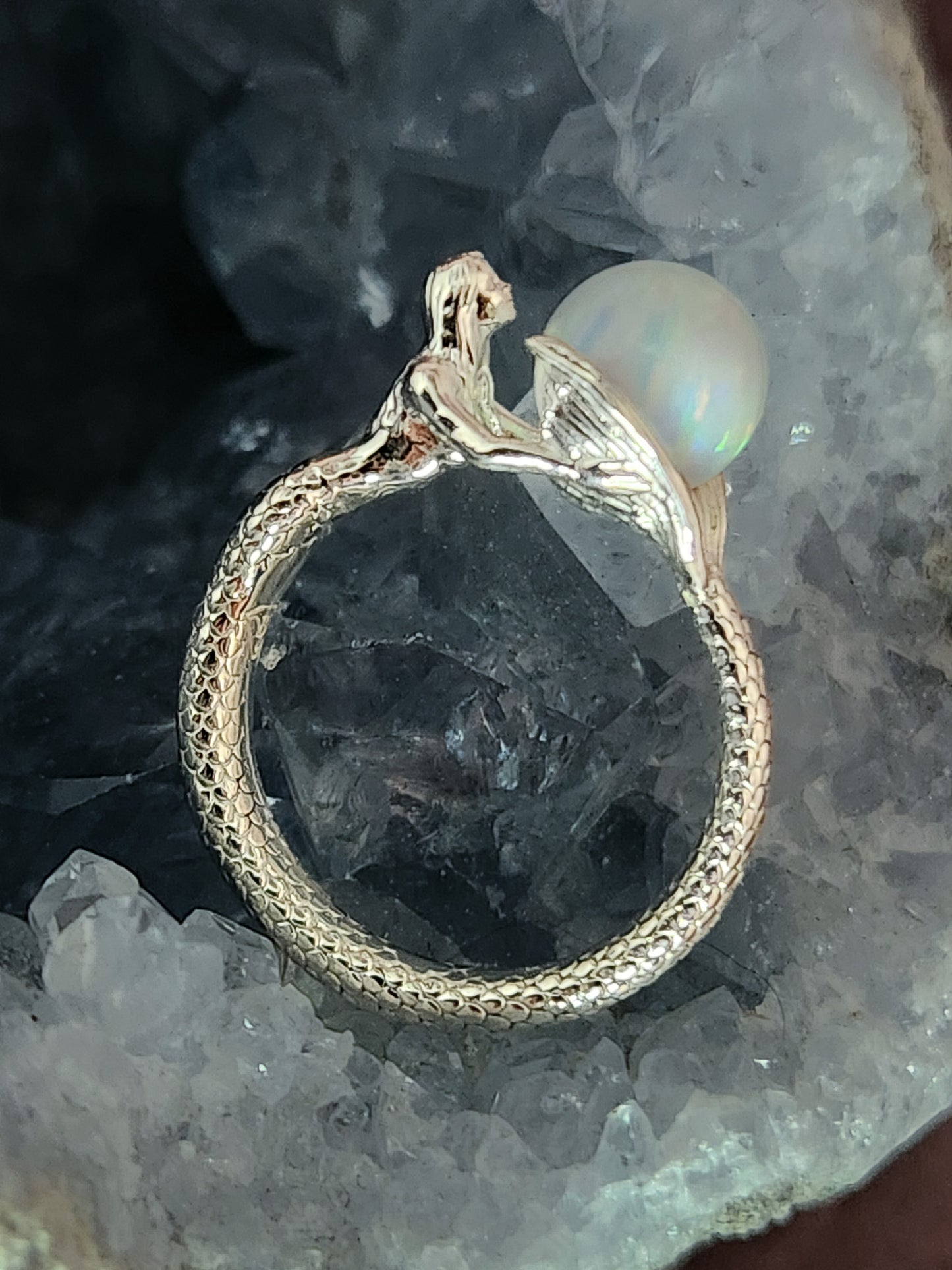 Sterling Silver Fresh Water Pearl Mermaid Ring
