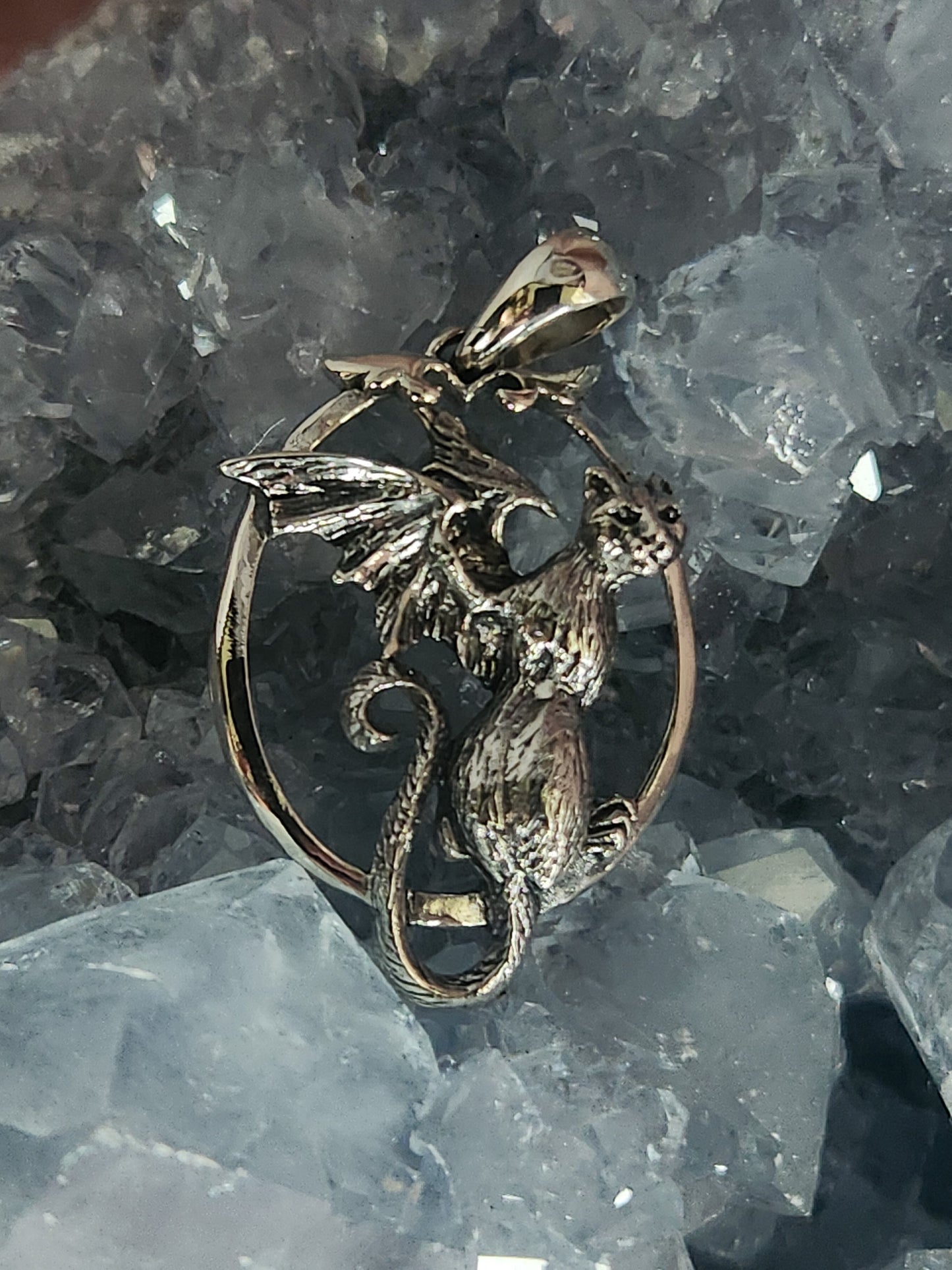 Sterling Silver Small Cat Bat Pendant