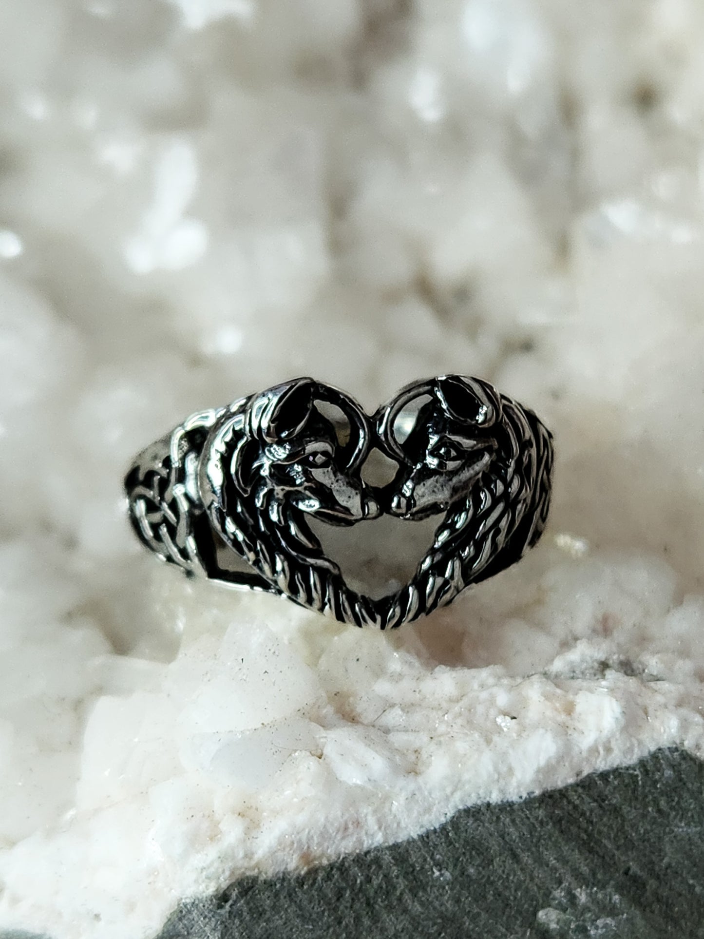Sterling Silver Wolf Love Ring