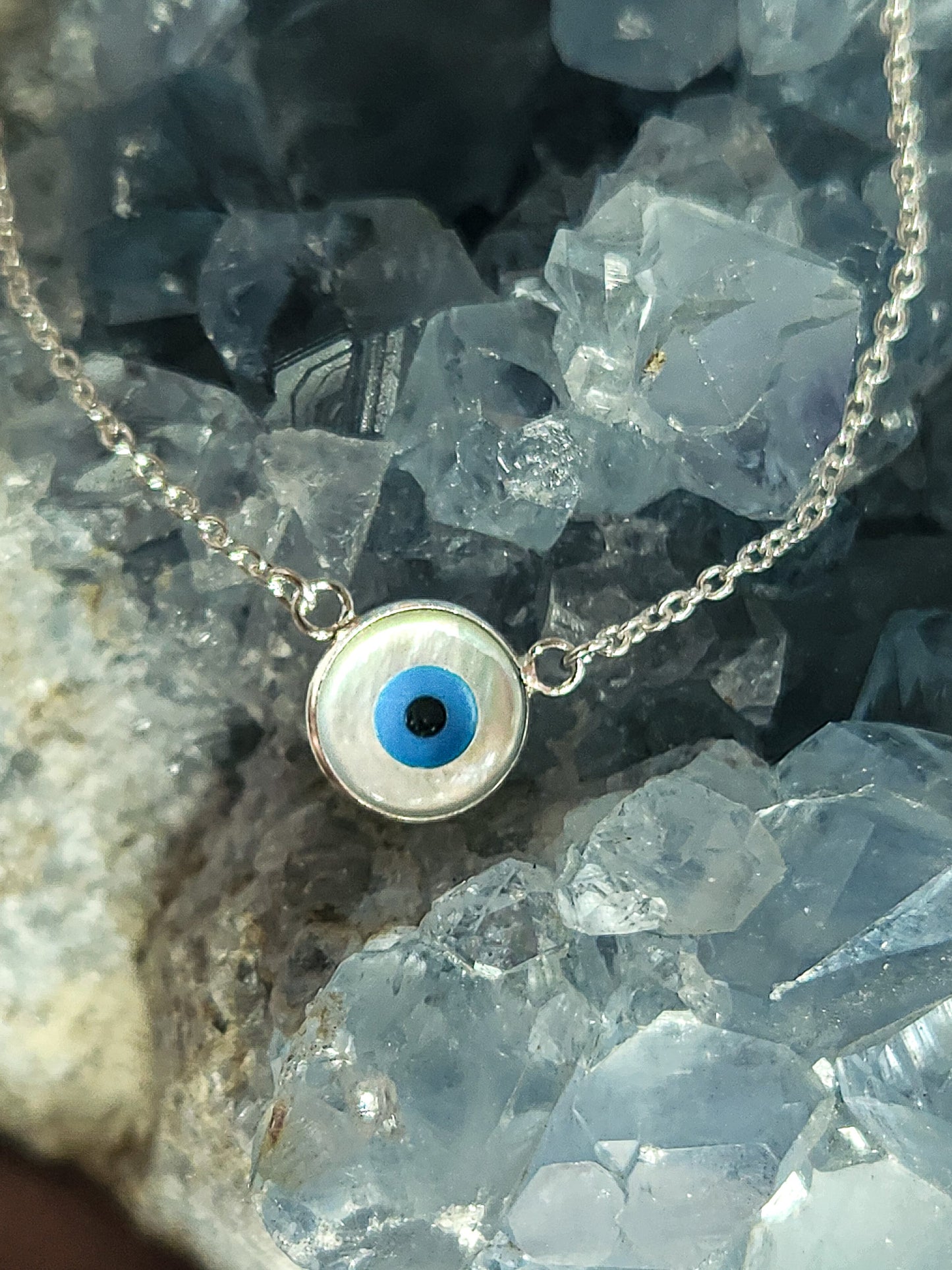 Sterling Silver Circle Eye Necklace
