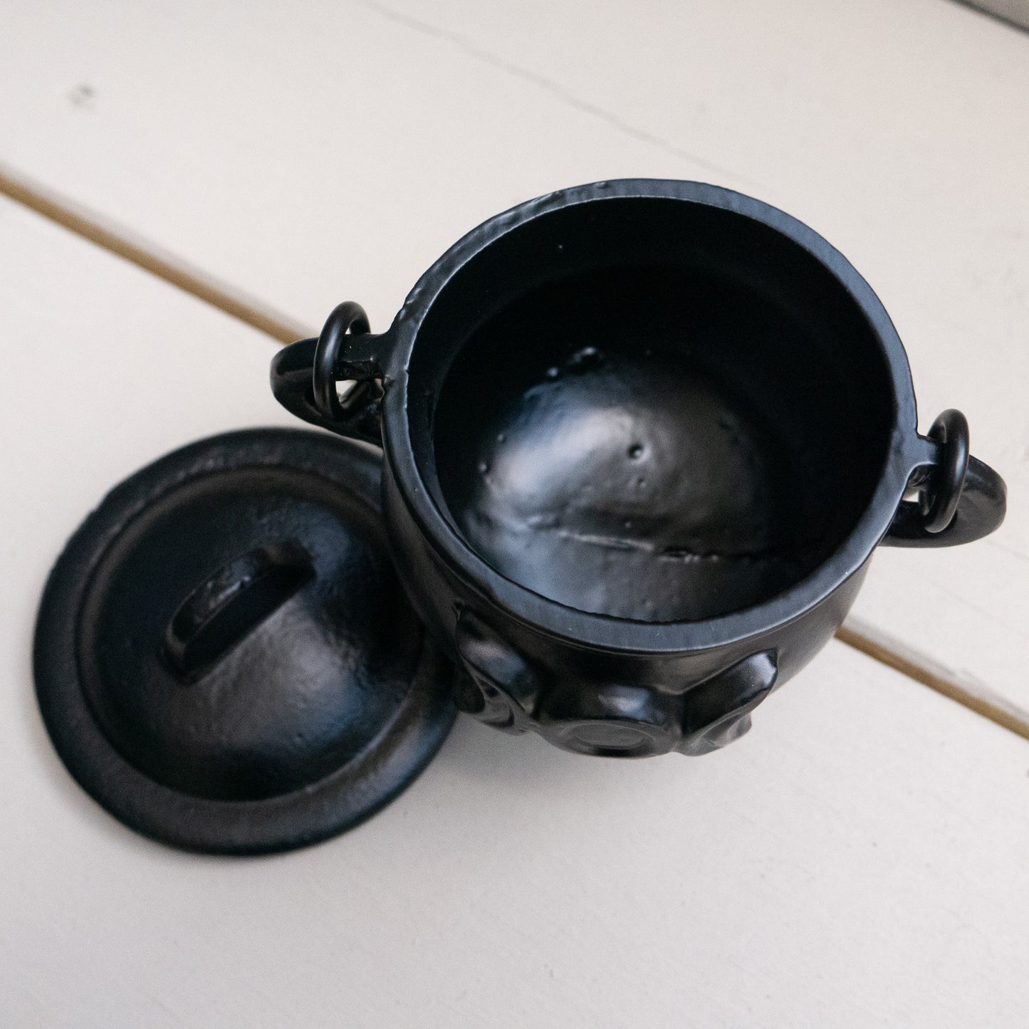 Triple Moon Cast Iron Cauldron with Lid