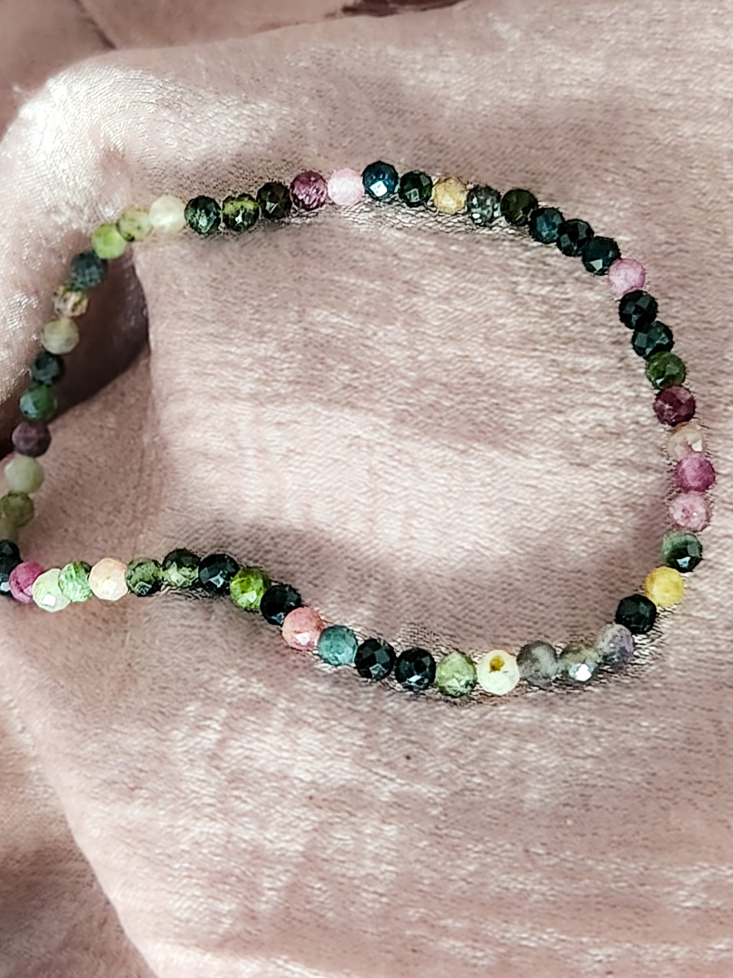 Watermelon Tourmaline Faceted 3mm Bracelet
