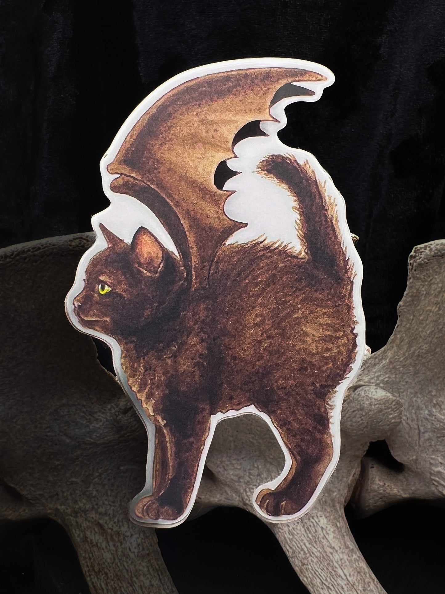 Wings Up Bat Cat Sticker
