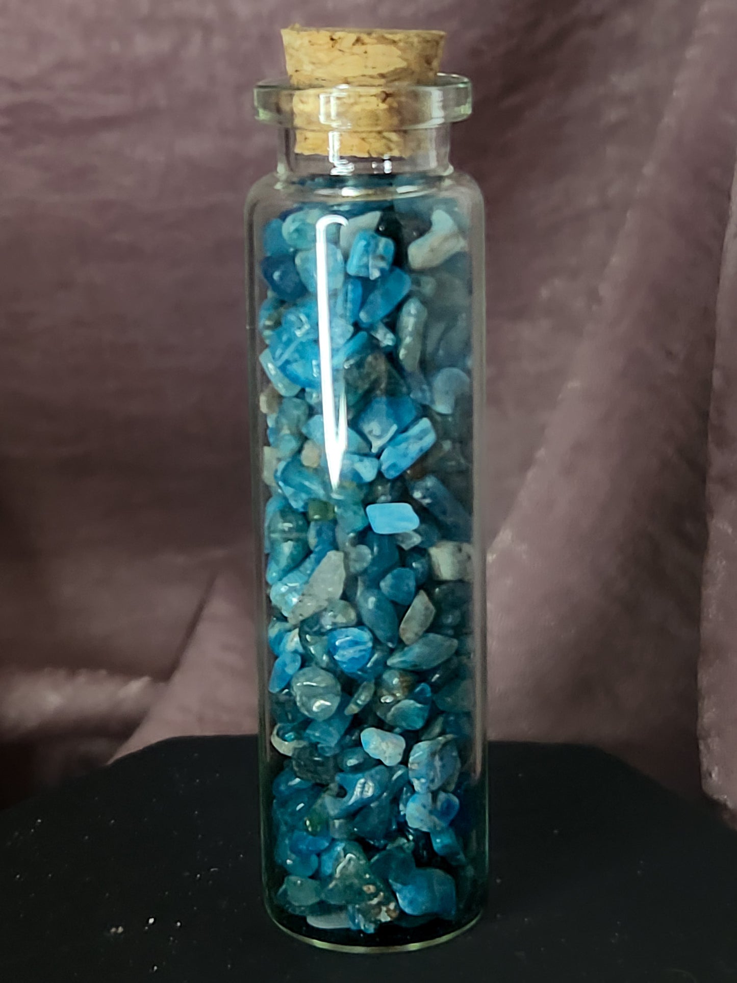 Blue Apatite Crystal Chip Jar