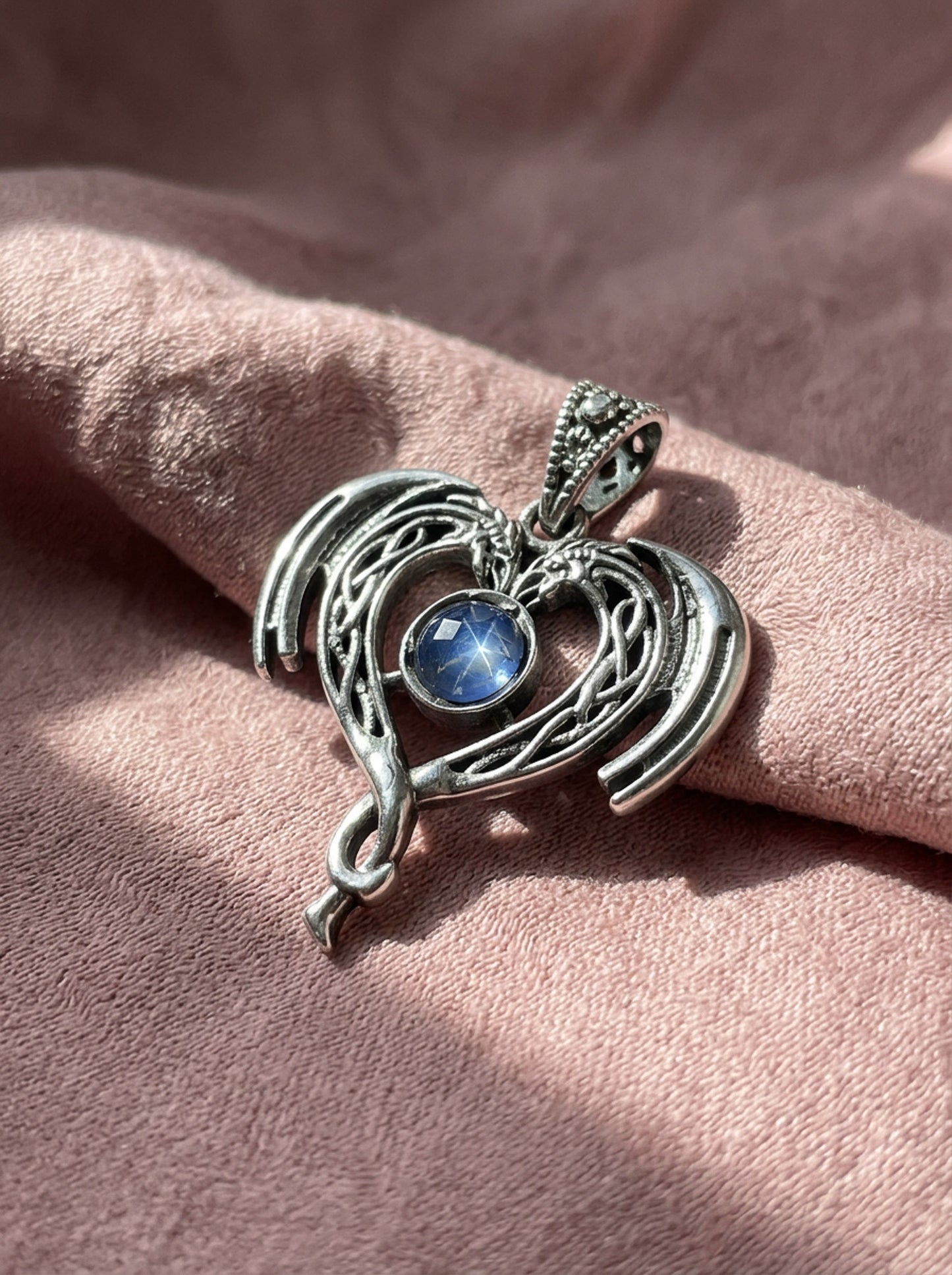 Double Dragon Heart Pendant
