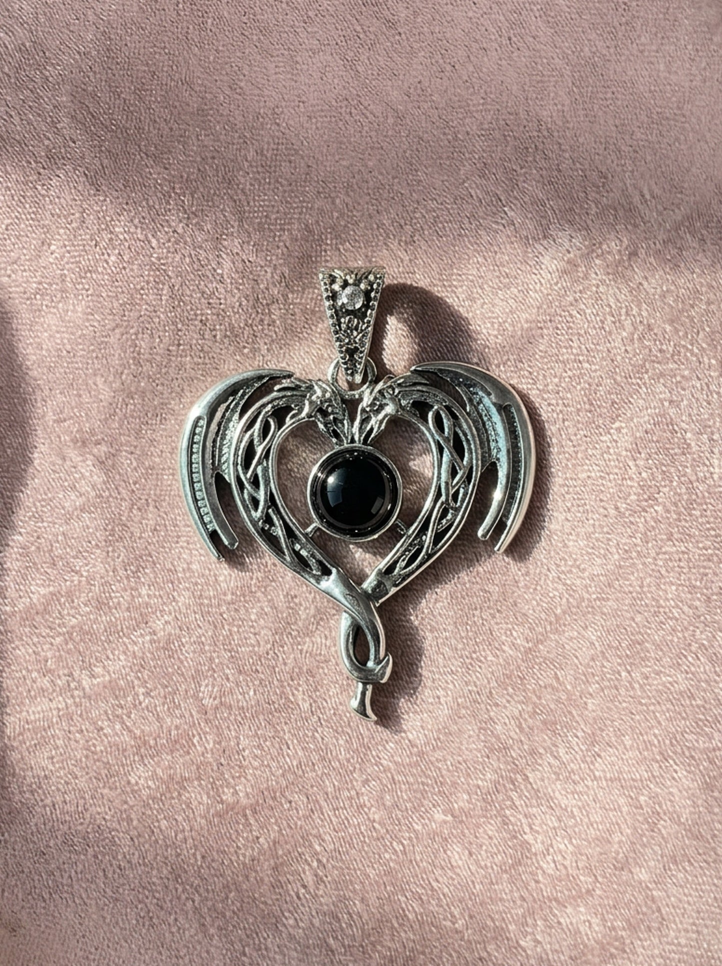 Double Dragon Heart Pendant