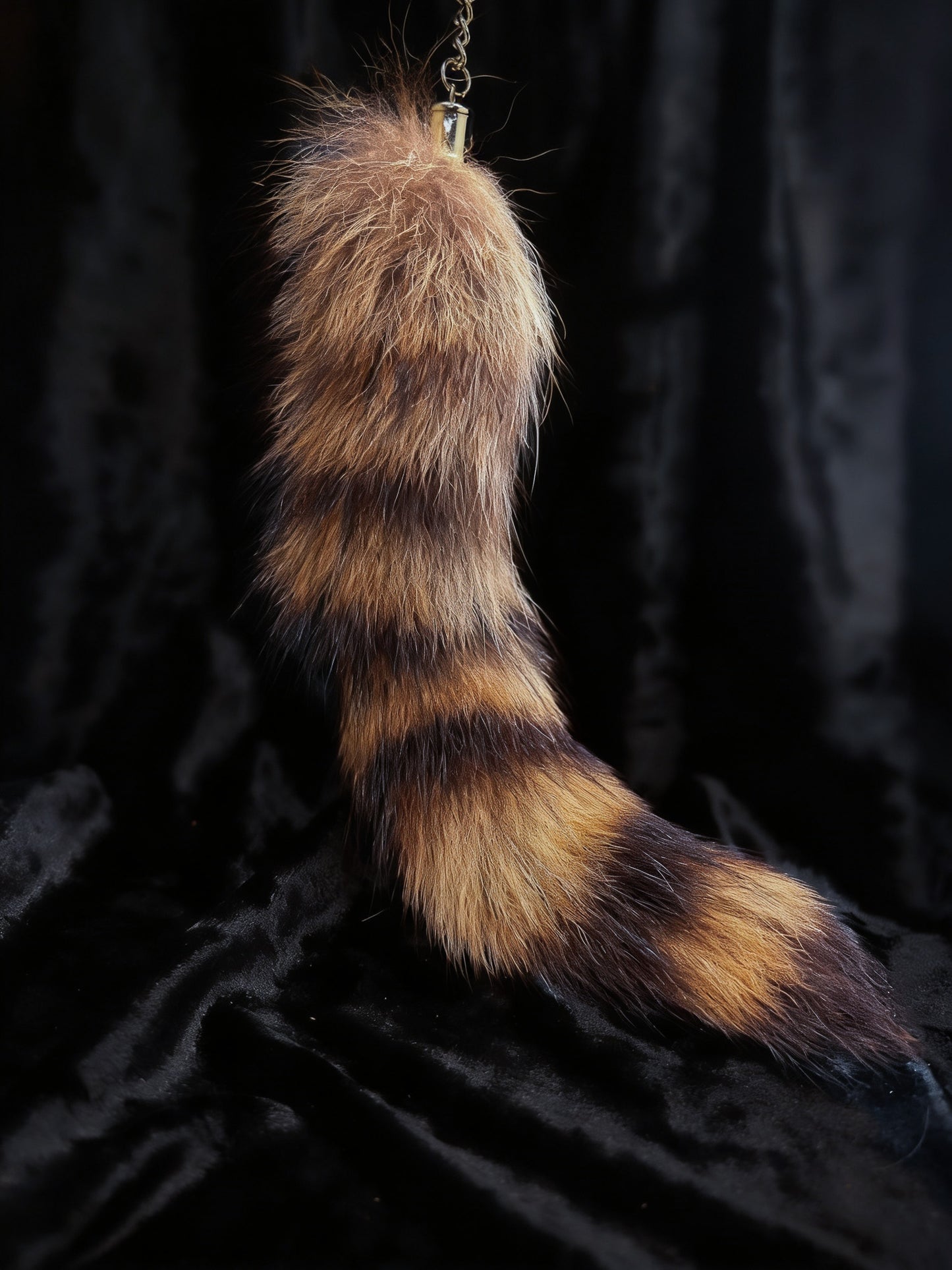 Racoon Tail with Clip Keychain