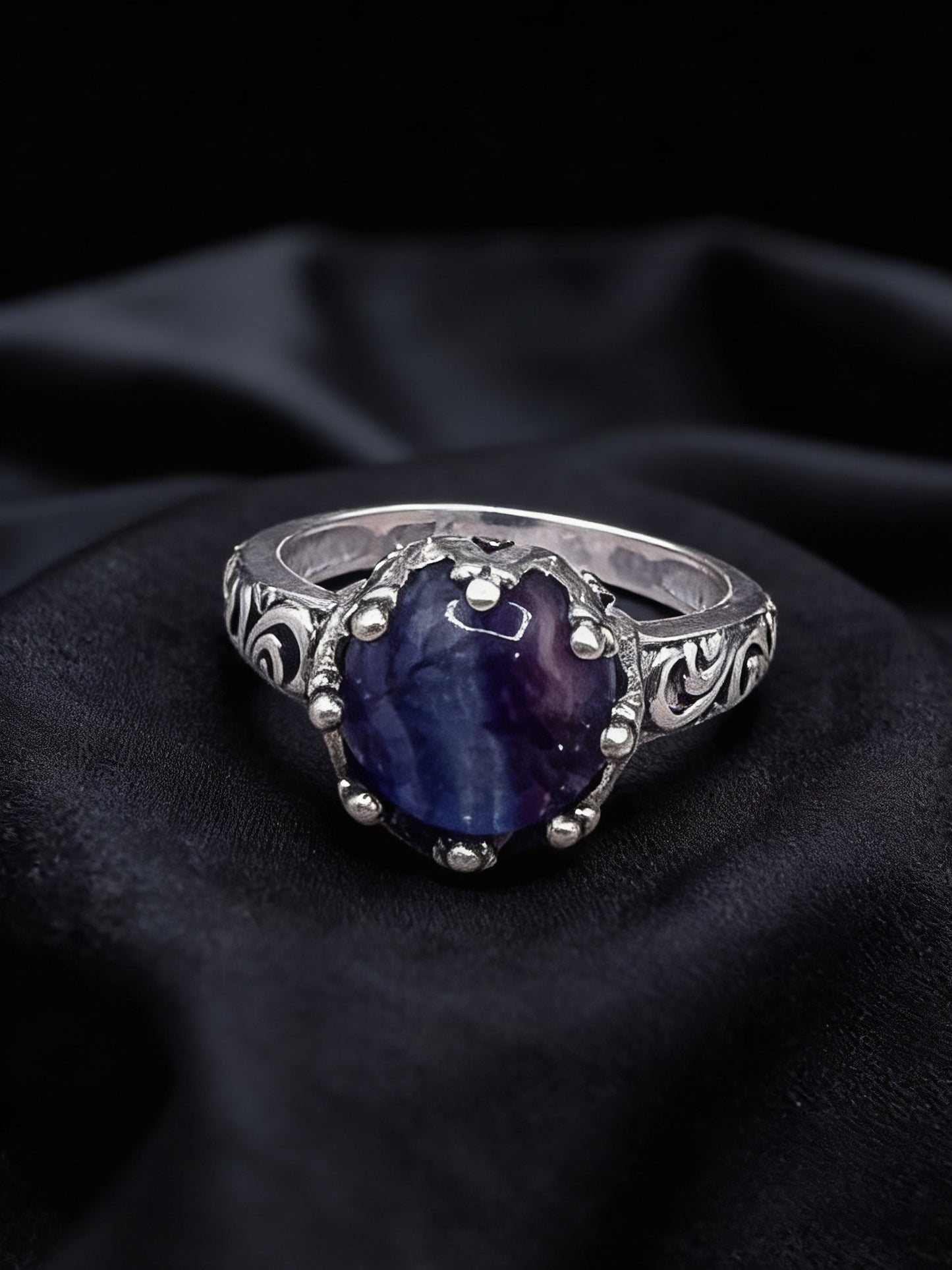 Rainbow Fluorite Crown Ring