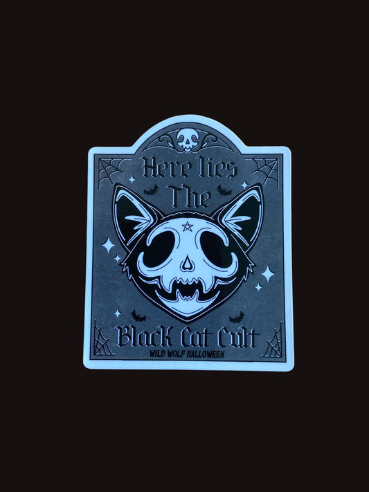 Here Lies Black Cat Vinyl Sticker