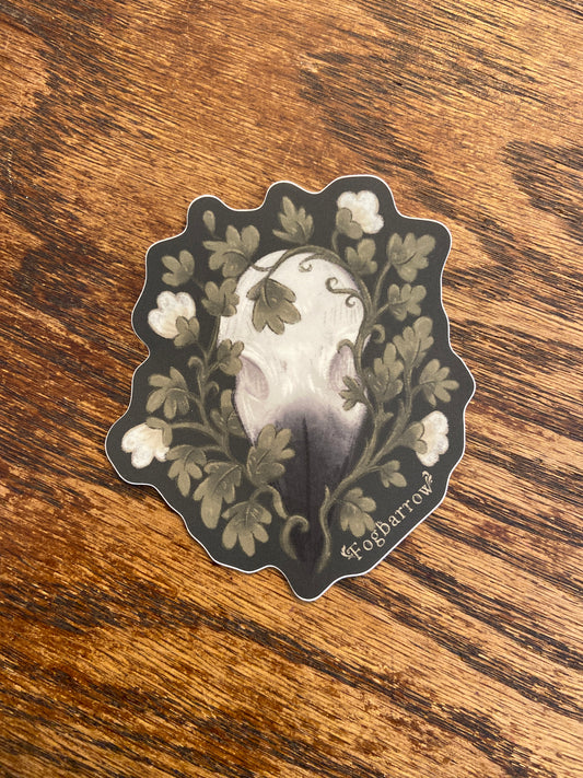 Raven Skull Vines Vinyl Sticker