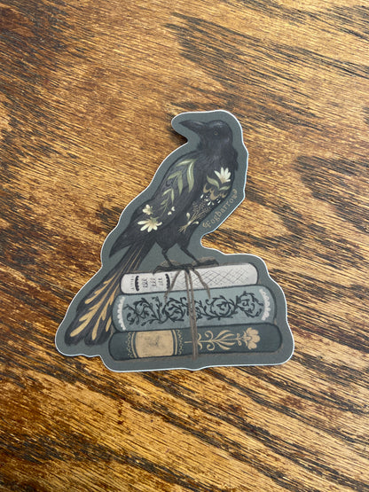Raven On Books Vinyl Sticker