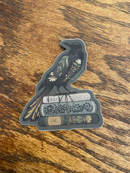 Raven On Books Vinyl Sticker