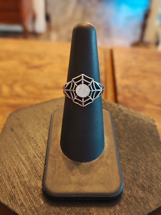 Moonstone Spiderweb Ring