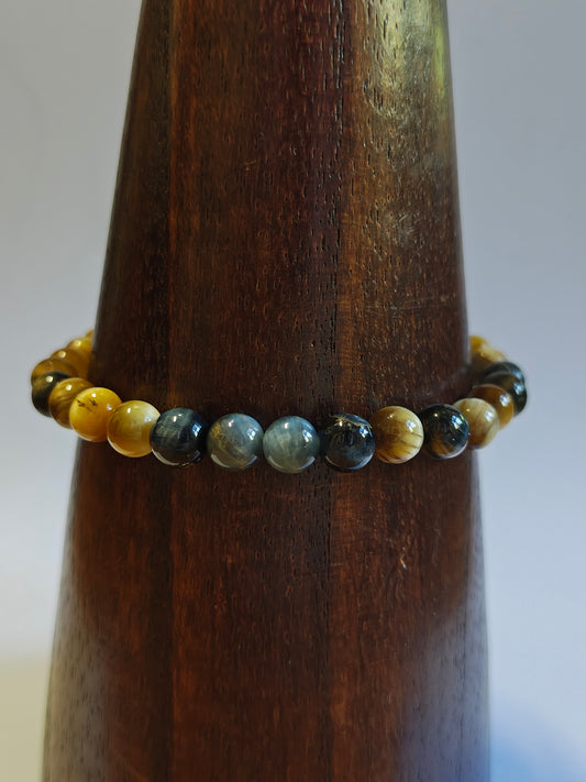 Blue/Gold Tiger Eye Bracelet (6mm)