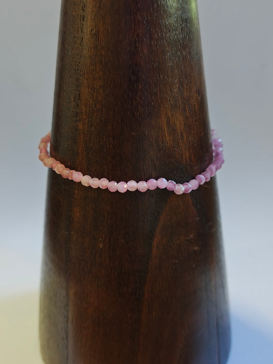 Pink Tourmaline 3mm Faceted Bracelet