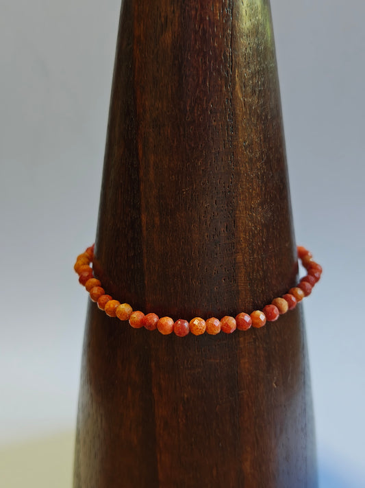 3mm Red Coral Faceted Bracelet