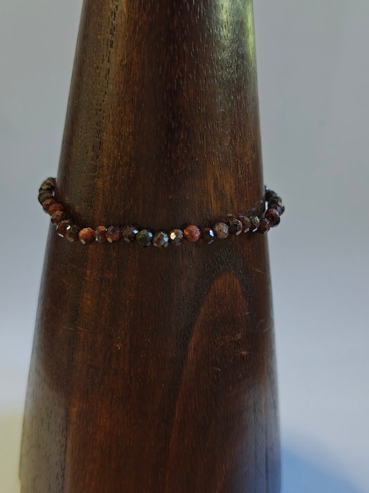 3mm Red Tiger Eye Faceted Bracelet